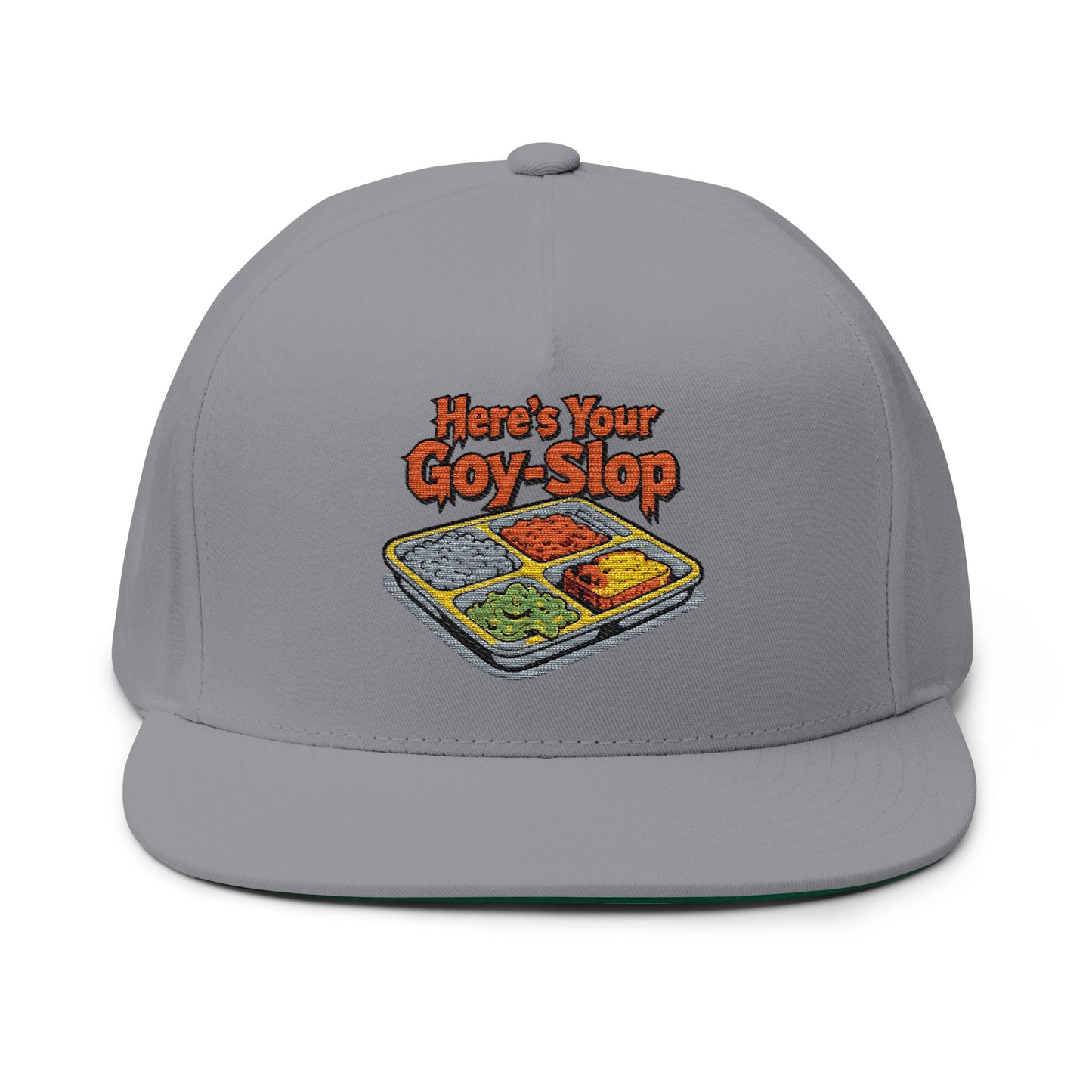 Flat Bill Cap - "Here's Your Veg-Stop" Embroidered Foodie Snapback