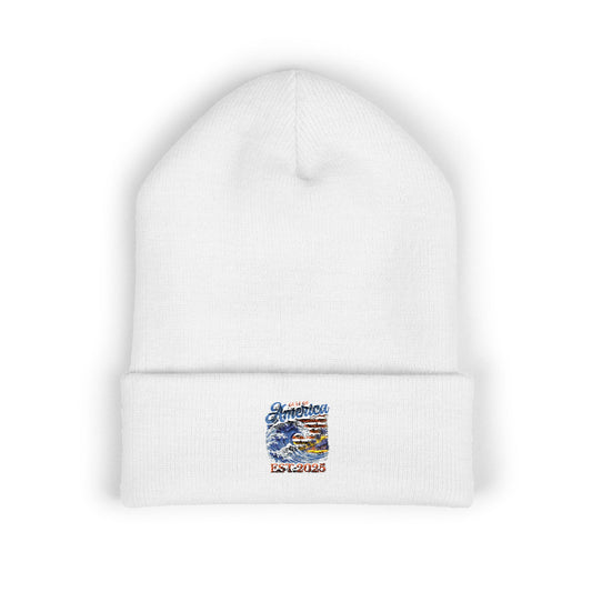 Gulf of America Est. 2025 Waves Embroidered Cuffed Knit Beanie