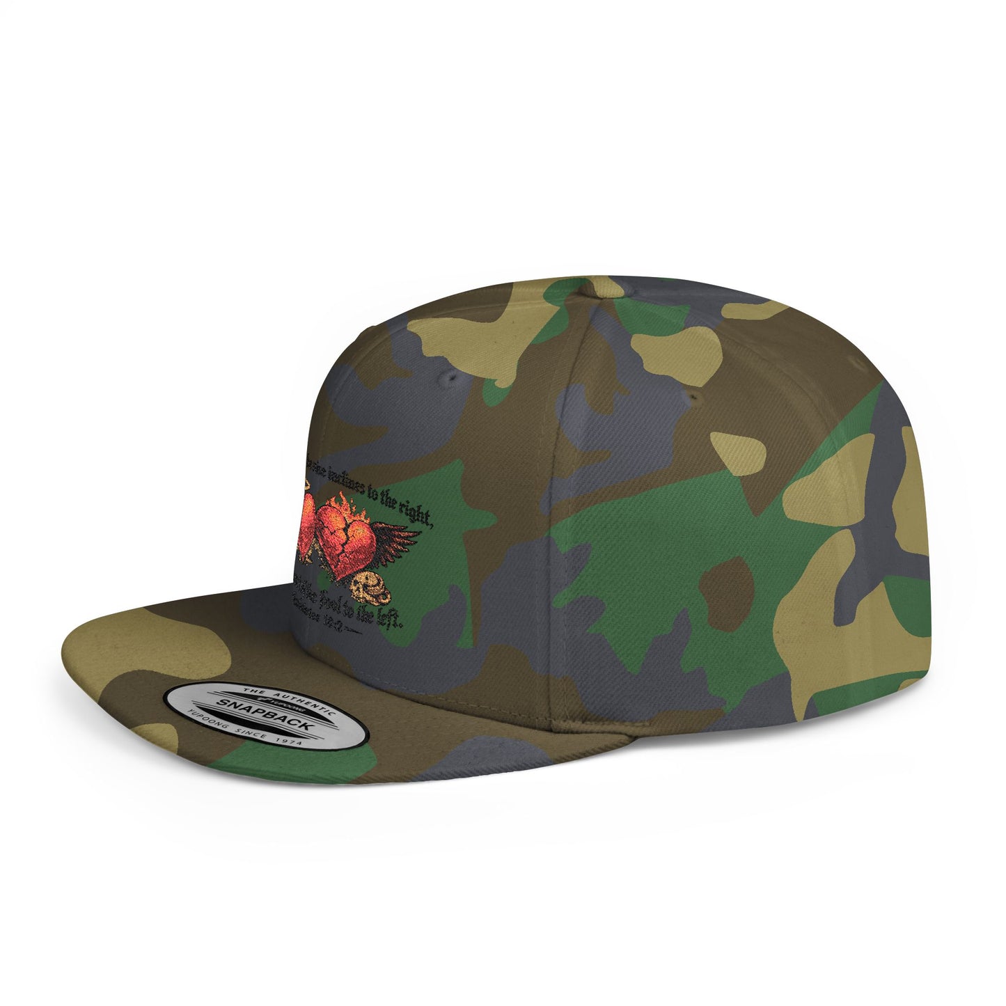 Ecclesiastes 10:2 Winged Hearts Conservative & Liberal Meanings Flat Bill Snapback Hat