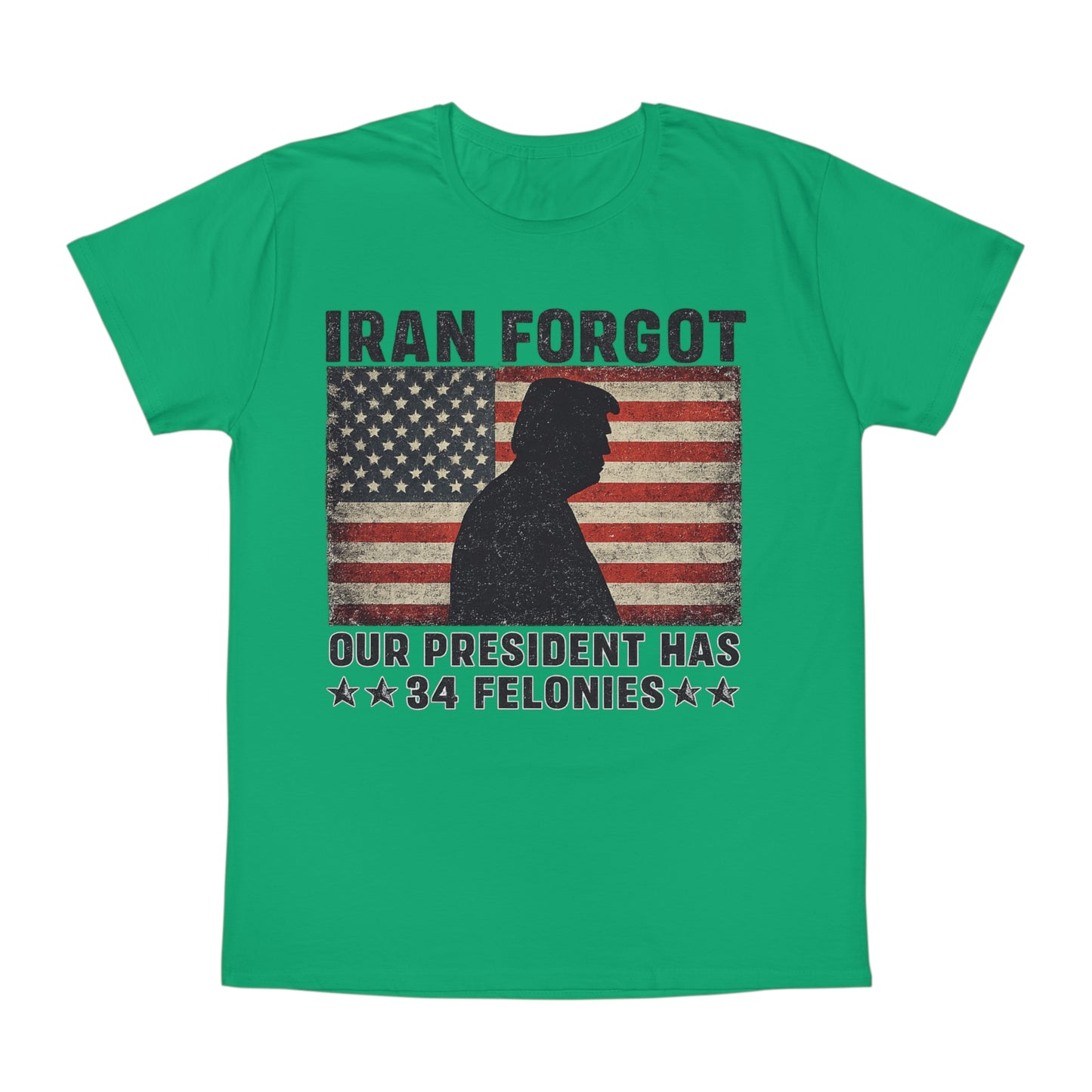 "Iran Forgot, Our President Has 34 Felonies" President Trump Fruit Of The Loom Brand T-Shirt