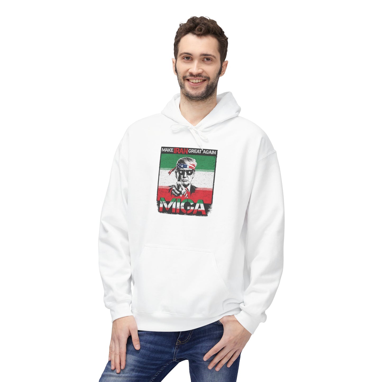 "Make Iran Great Again (MIGA)" Trump Gildan Brand Hoodie