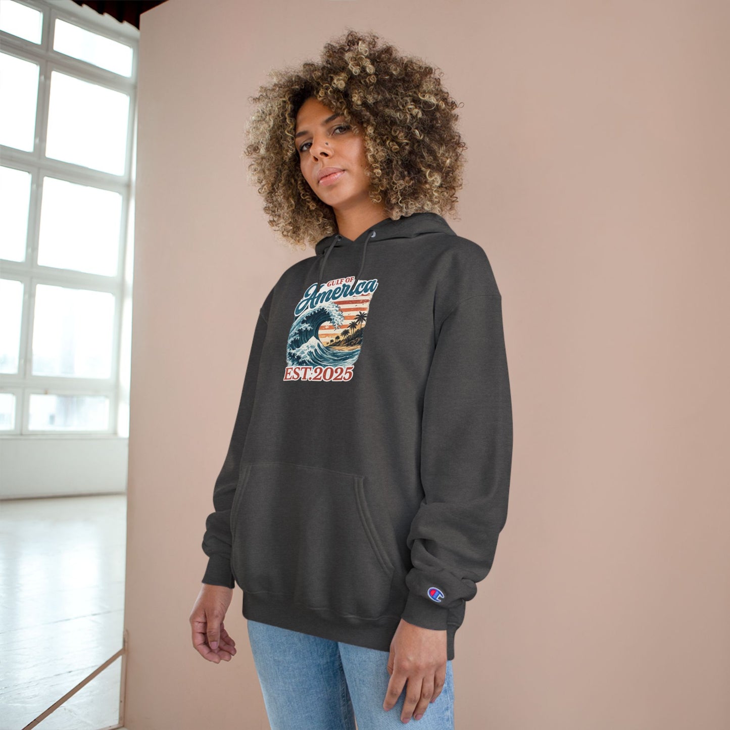 Gulf of America Est. 2025 Waves Champion Brand Hoodie