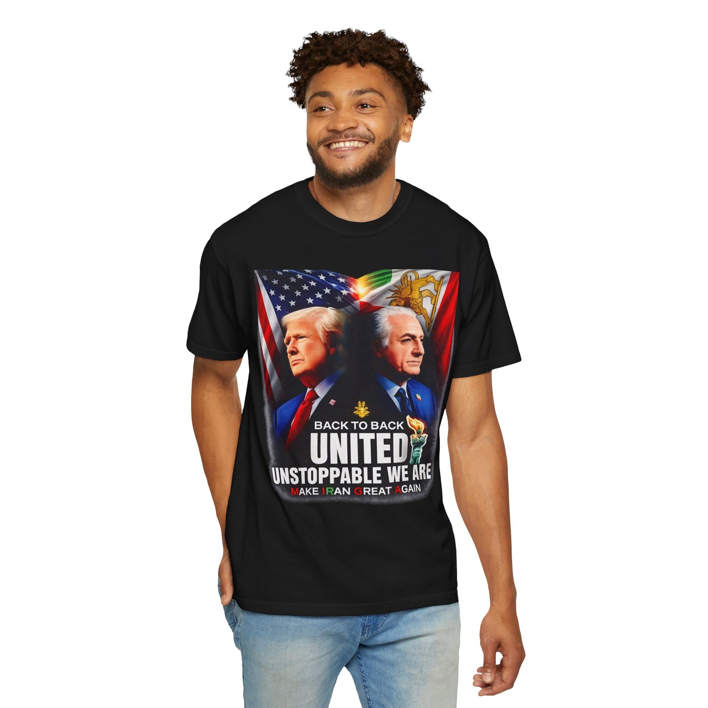Back To Back United Unstoppable We Are "M.I.G.A" President Trump & Reza Pahlavi Comfort Colors Brand T-Shirt