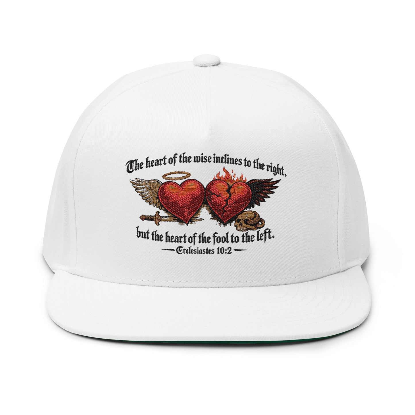 Ecclesiastes 10:2 Winged Hearts Conservative & Liberal Meanings ~Embroidered Flat Bill Hat