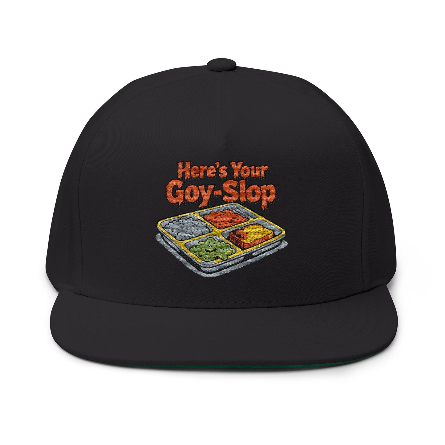 Flat Bill Cap - "Here's Your Veg-Stop" Embroidered Foodie Snapback