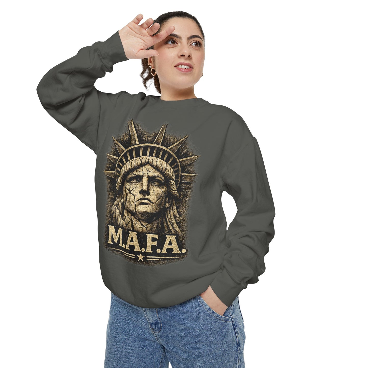 M.A.F.A. "Statue Of Liberty" "Sovereignty Security Prosperity " Gildan Brand Crewneck Sweatshirt