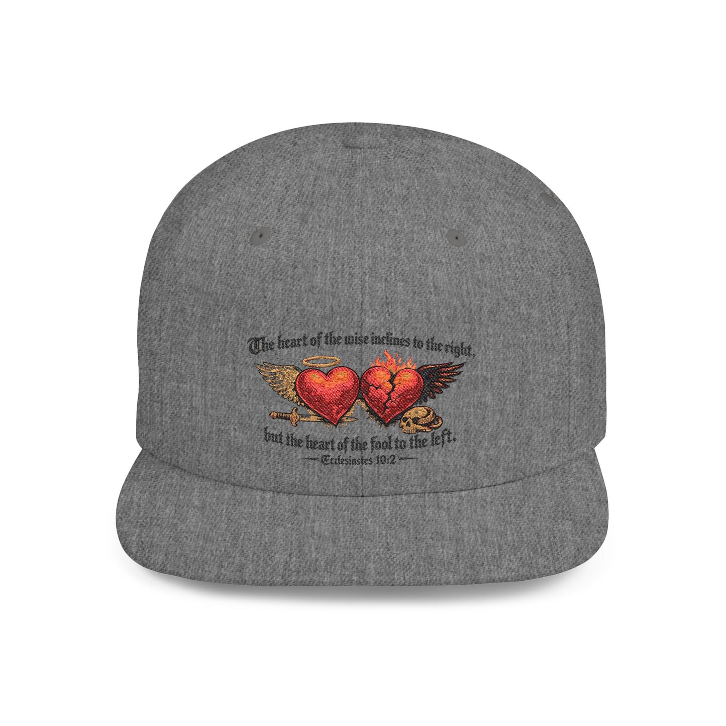 Ecclesiastes 10:2 Winged Hearts Conservative & Liberal Meanings Flat Bill Snapback Hat