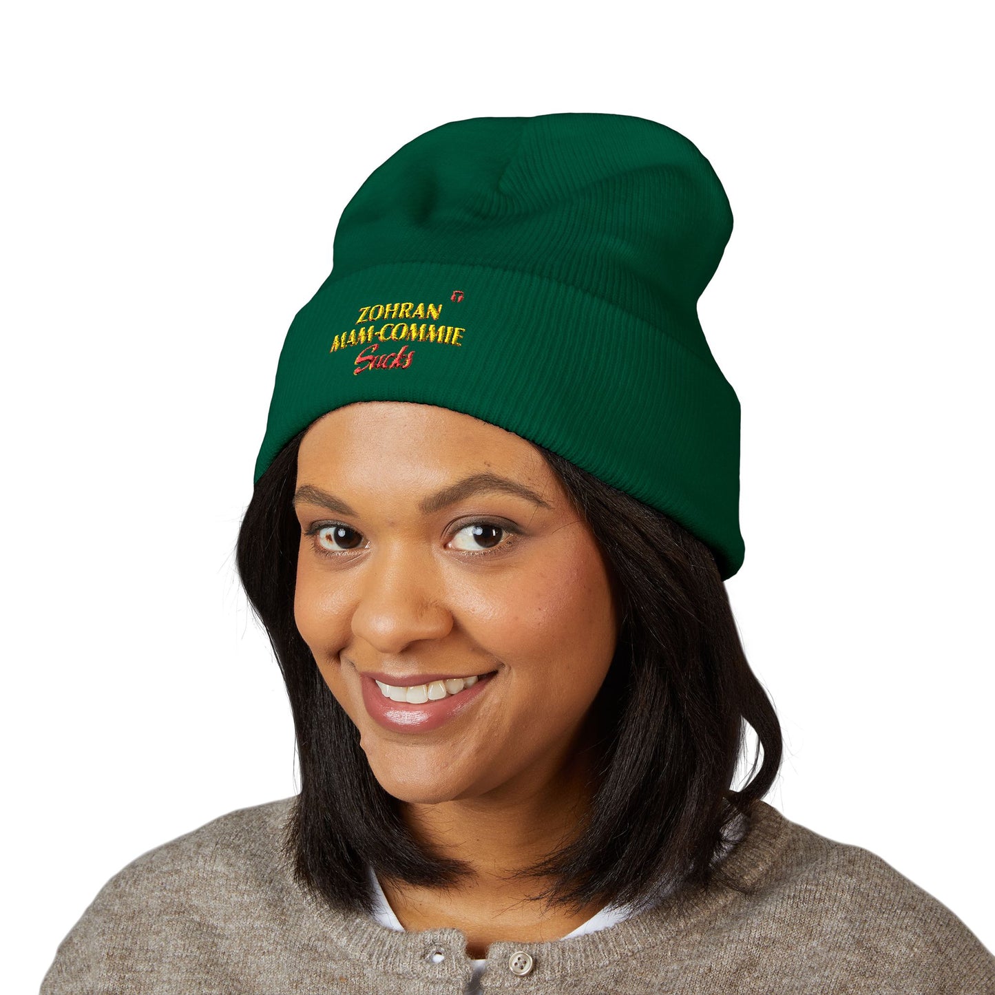 Zohran Mam-Commie Sucks Embroidered Cuffed Beanie