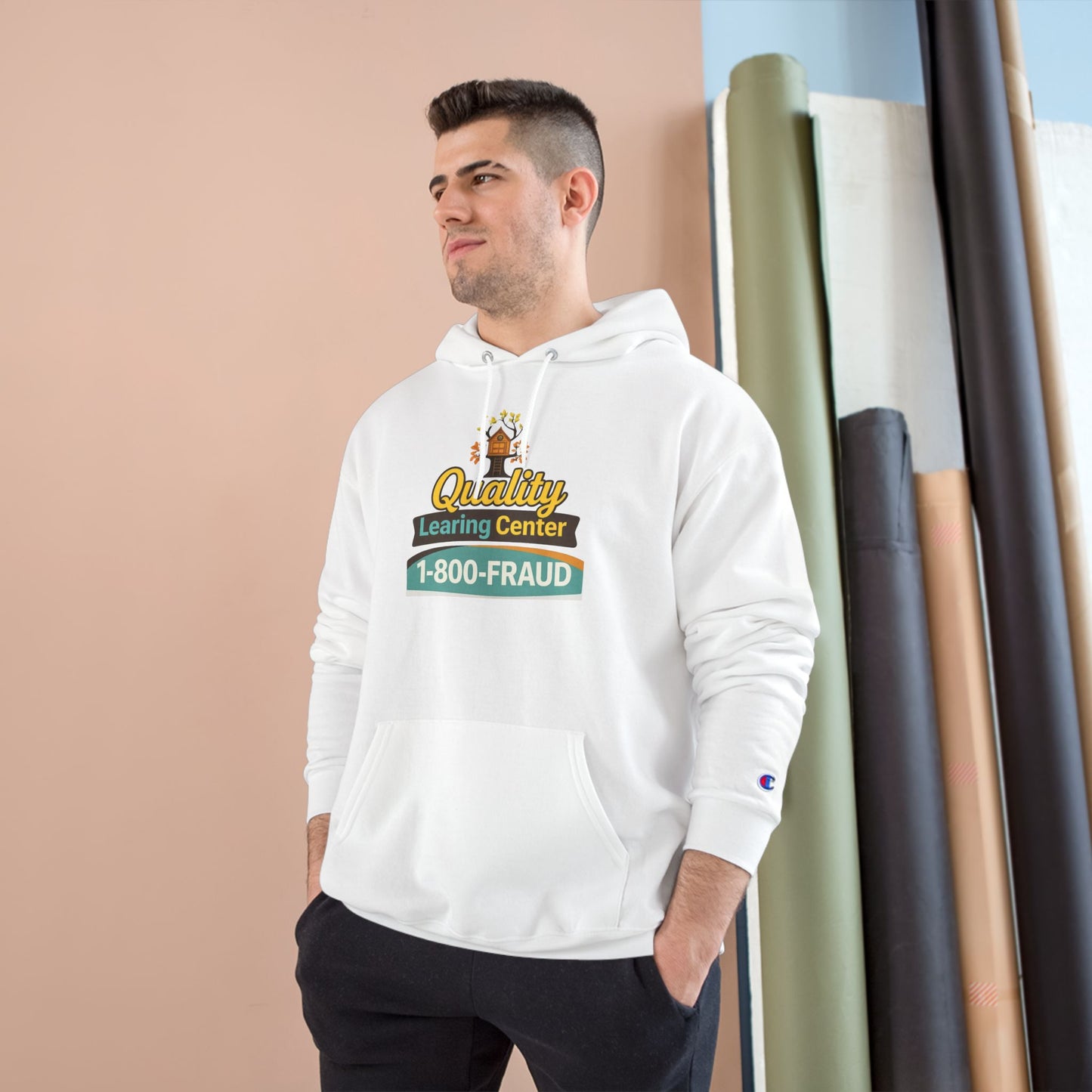 "Quality Learing Center" 1-800-FRAUD Champion Brand Hoodie