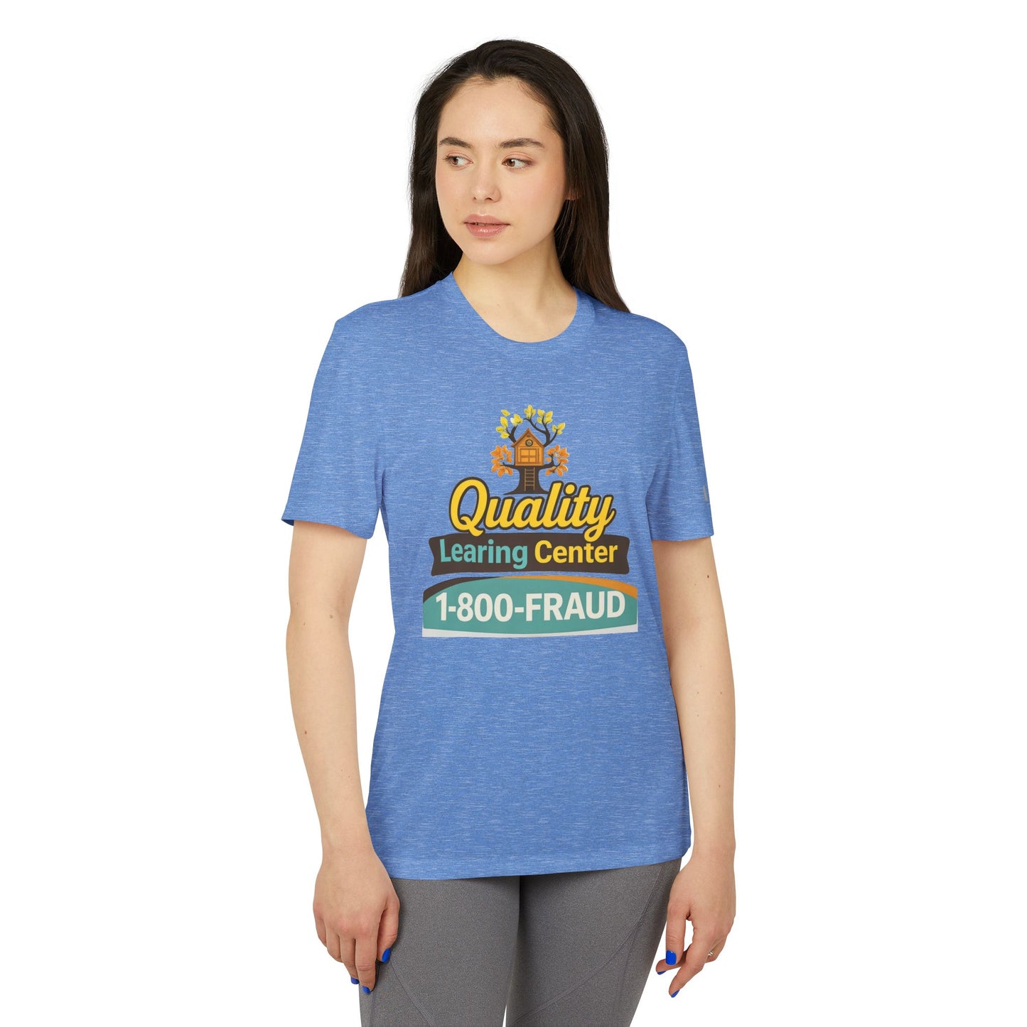 "Quality Learing Center" 1-800-FRAUD Adidas Brand T-Shirt