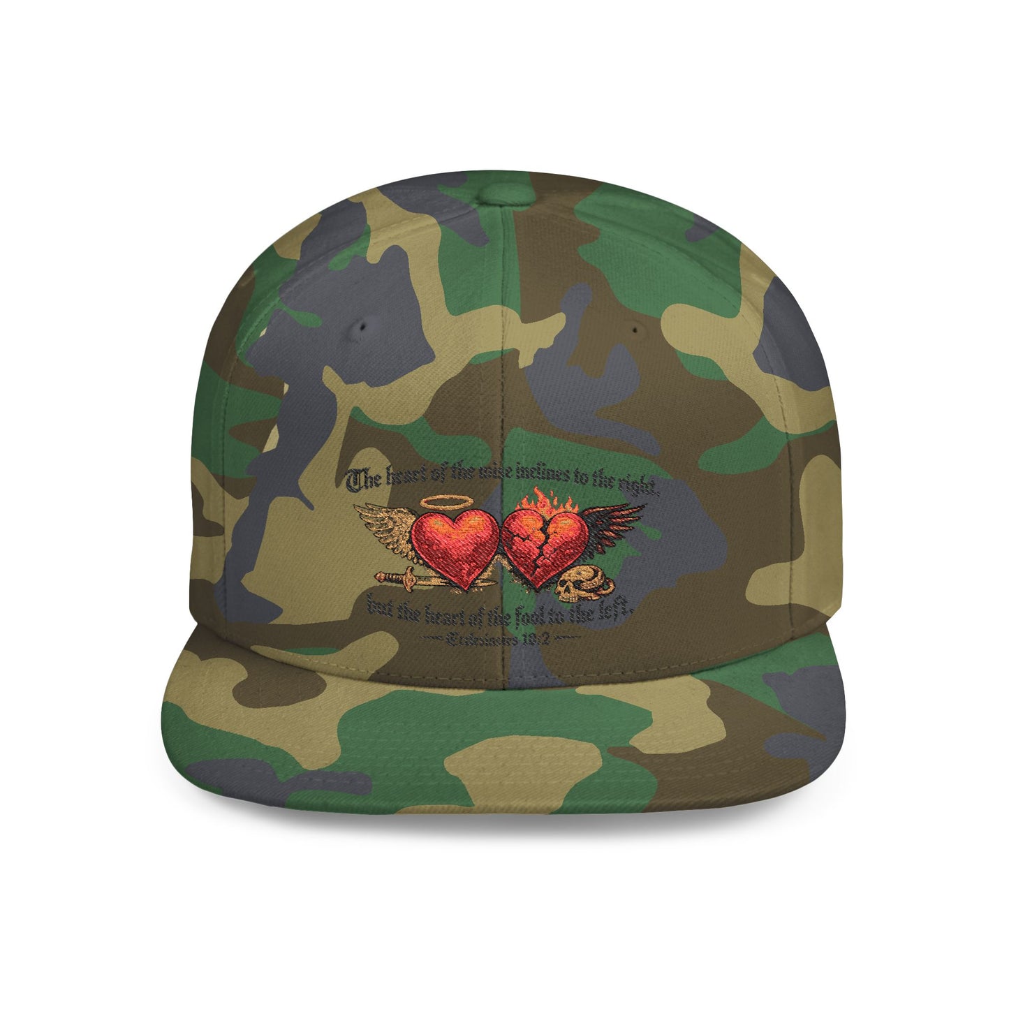 Ecclesiastes 10:2 Winged Hearts Conservative & Liberal Meanings Flat Bill Snapback Hat