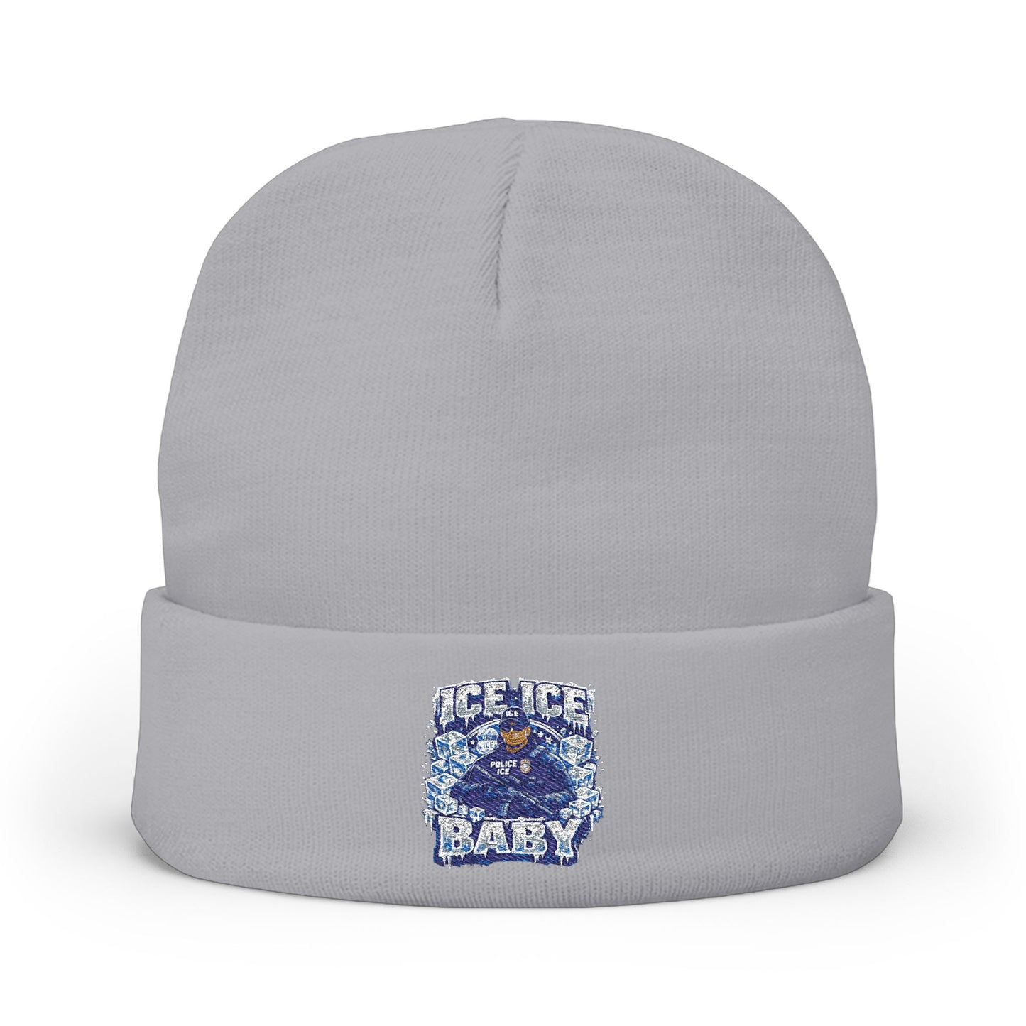 Ice Ice Baby ICE Agent Embroidered Knit Beanie