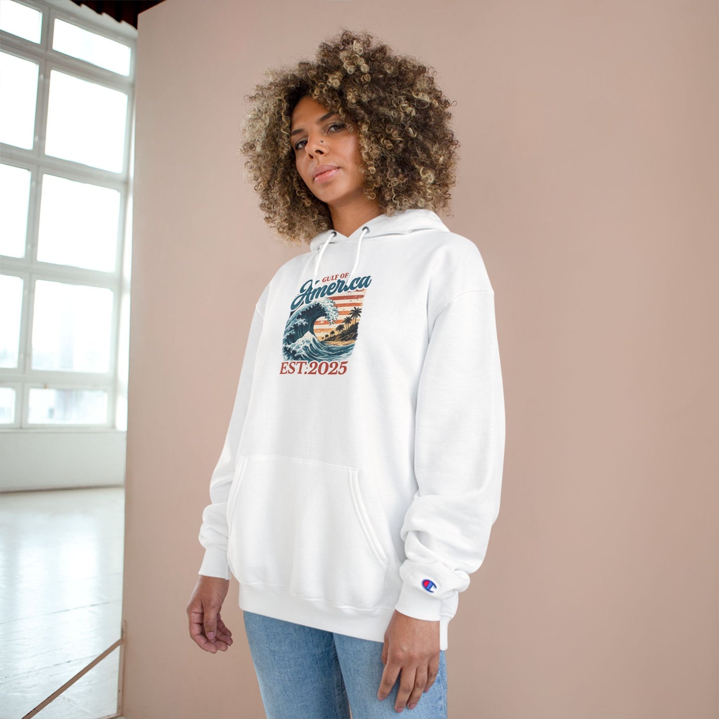 Gulf of America Est. 2025 Waves Champion Brand Hoodie
