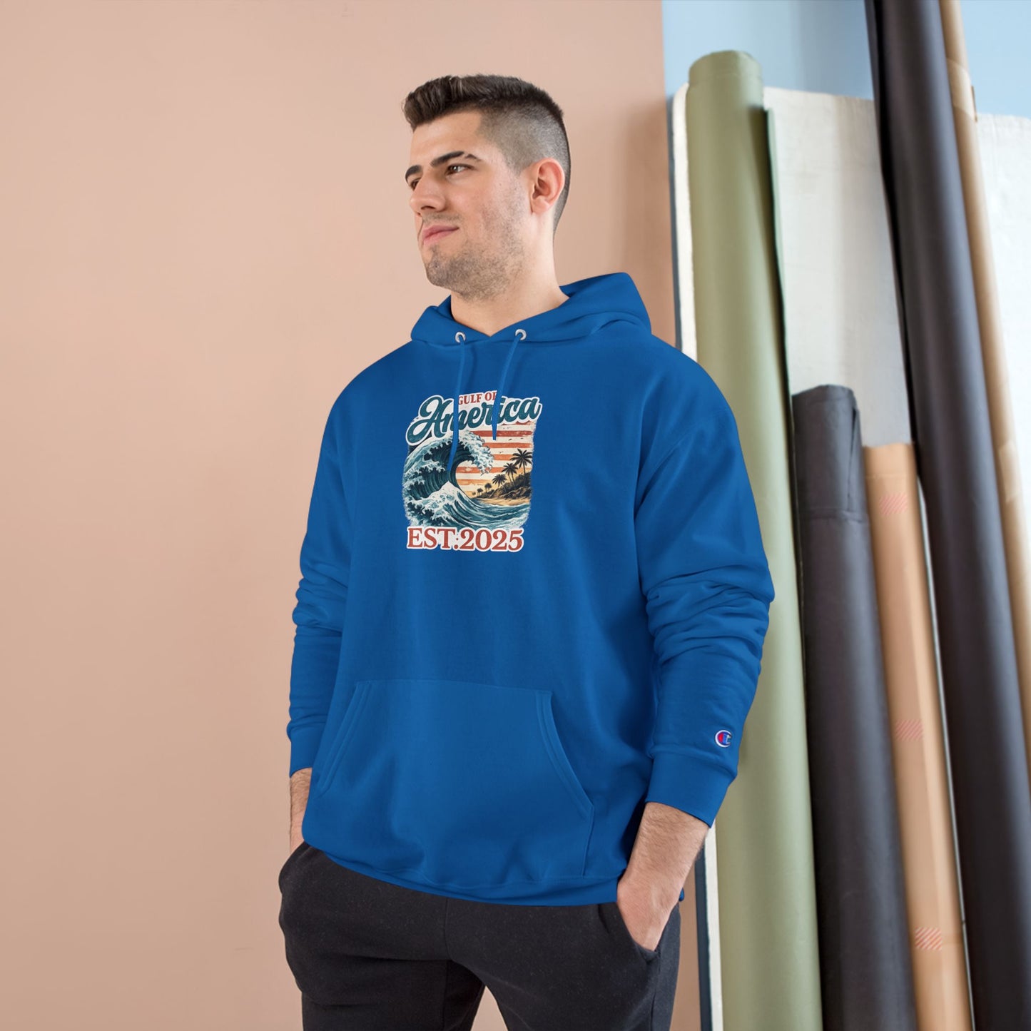 Gulf of America Est. 2025 Waves Champion Brand Hoodie