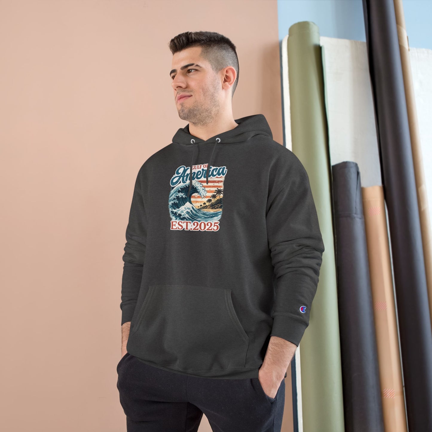 Gulf of America Est. 2025 Waves Champion Brand Hoodie