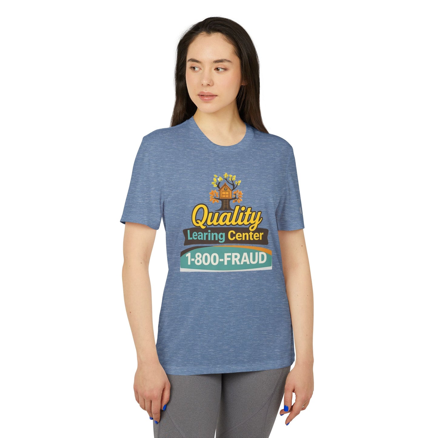 "Quality Learing Center" 1-800-FRAUD Adidas Brand T-Shirt