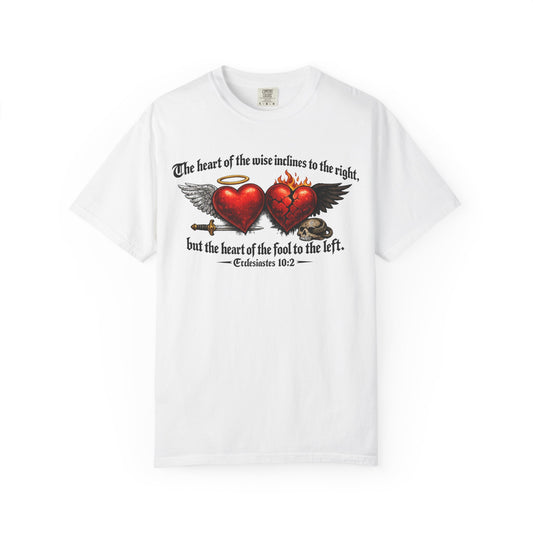 Ecclesiastes 10:2 Winged Hearts Conservative & Liberal Meanings Comfort Colors Brand T-Shirts