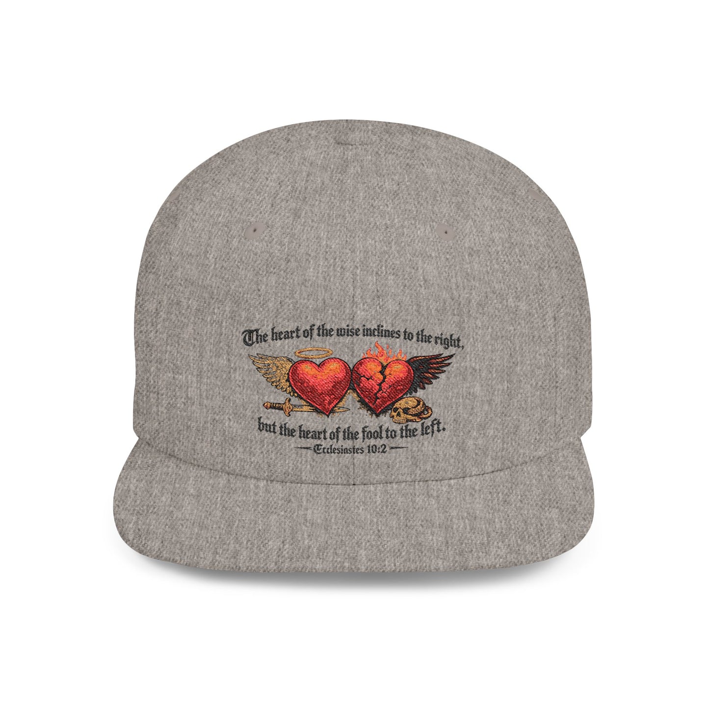 Ecclesiastes 10:2 Winged Hearts Conservative & Liberal Meanings Flat Bill Snapback Hat