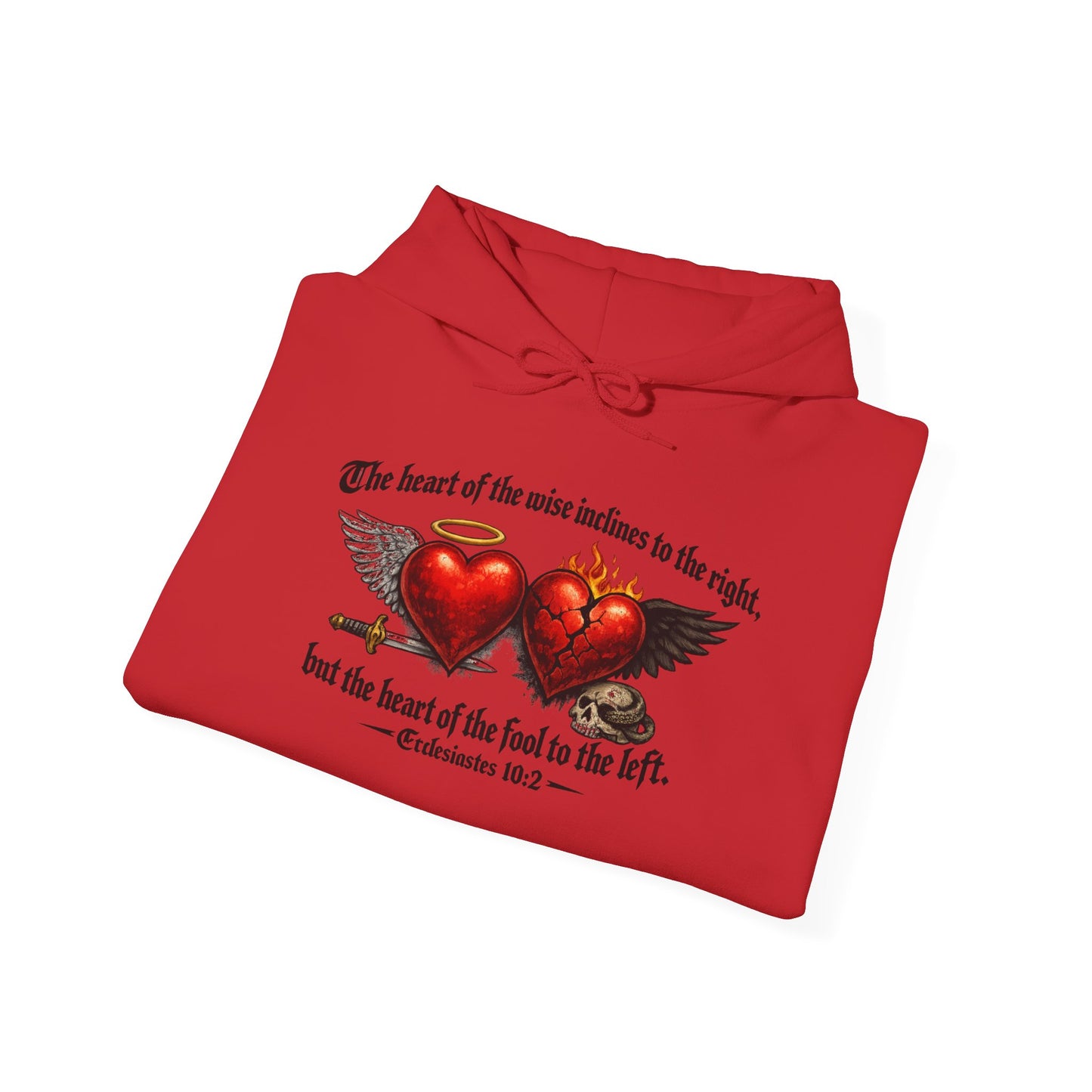 Ecclesiastes 10:2 Winged Hearts Conservative & Liberal Meanings Gildan Brand T-Shirt