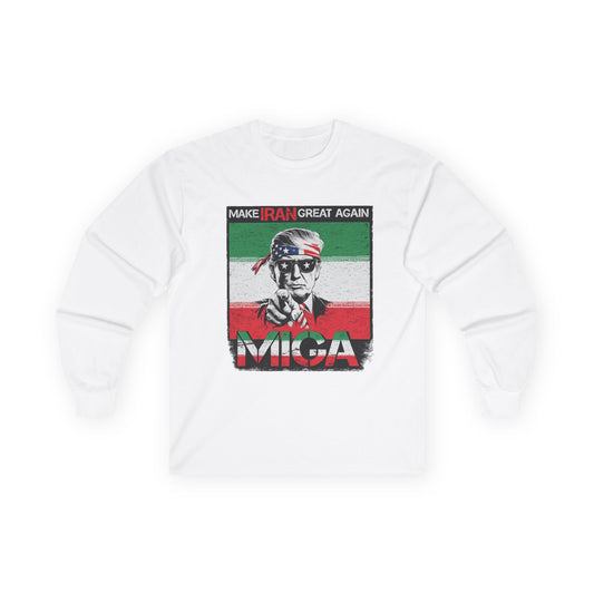 "Make Iran Great Again (MIGA)" Trump Gildan Brand Long Sleeve T-Shirt