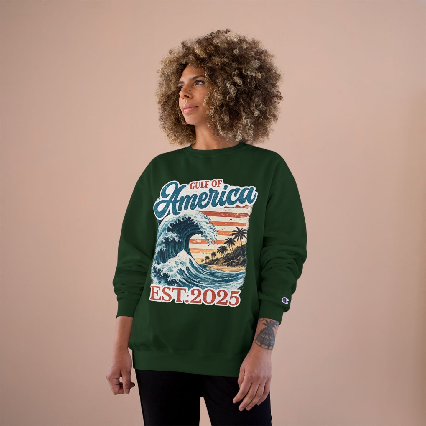 Gulf of America Est. 2025 Waves Champion Brand Hoodie