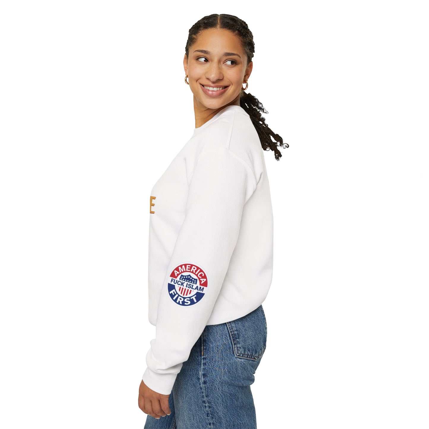Zohran Mam-Commie Sucks/America First F*CK ISLAM Gildan Brand Crewneck Sweatshirt