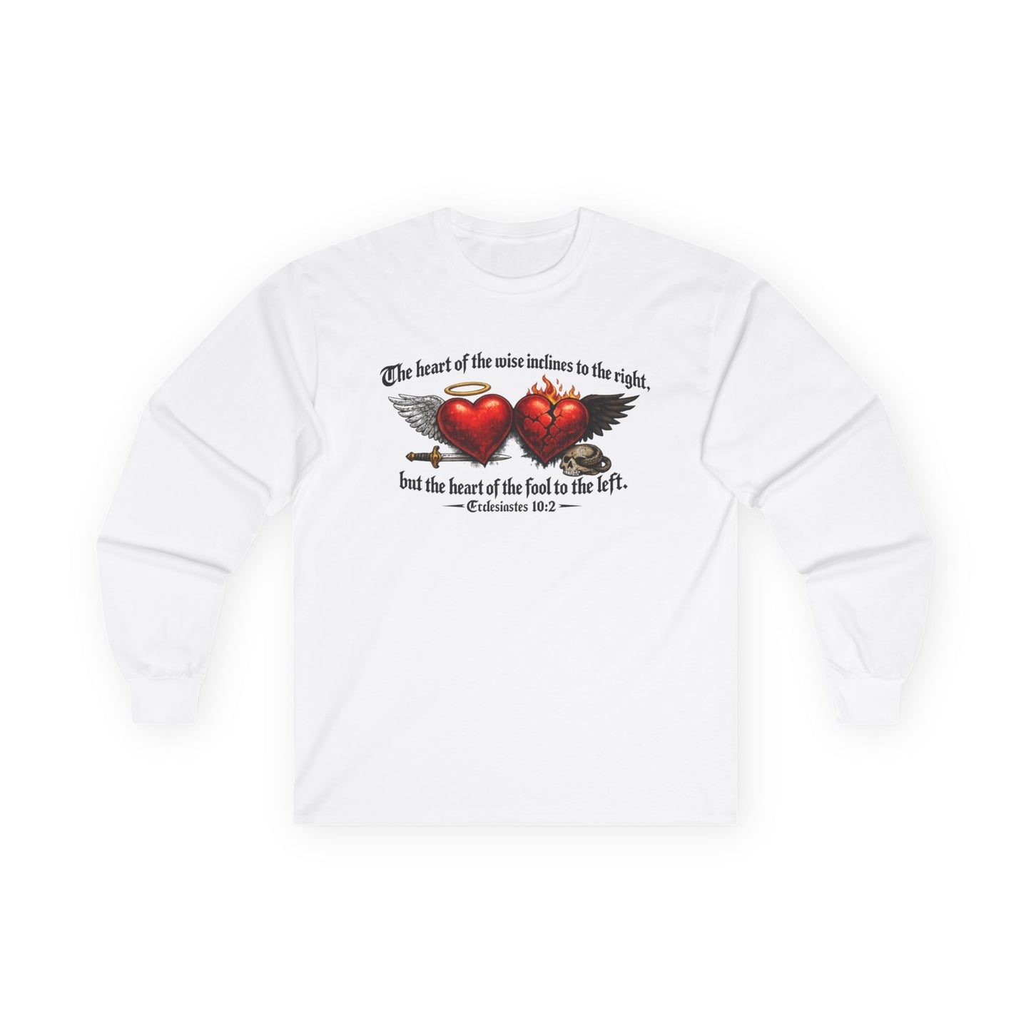 Ecclesiastes 10:2 Winged Hearts Conservative & Liberal Meanings Gildan Brand T-Shirt