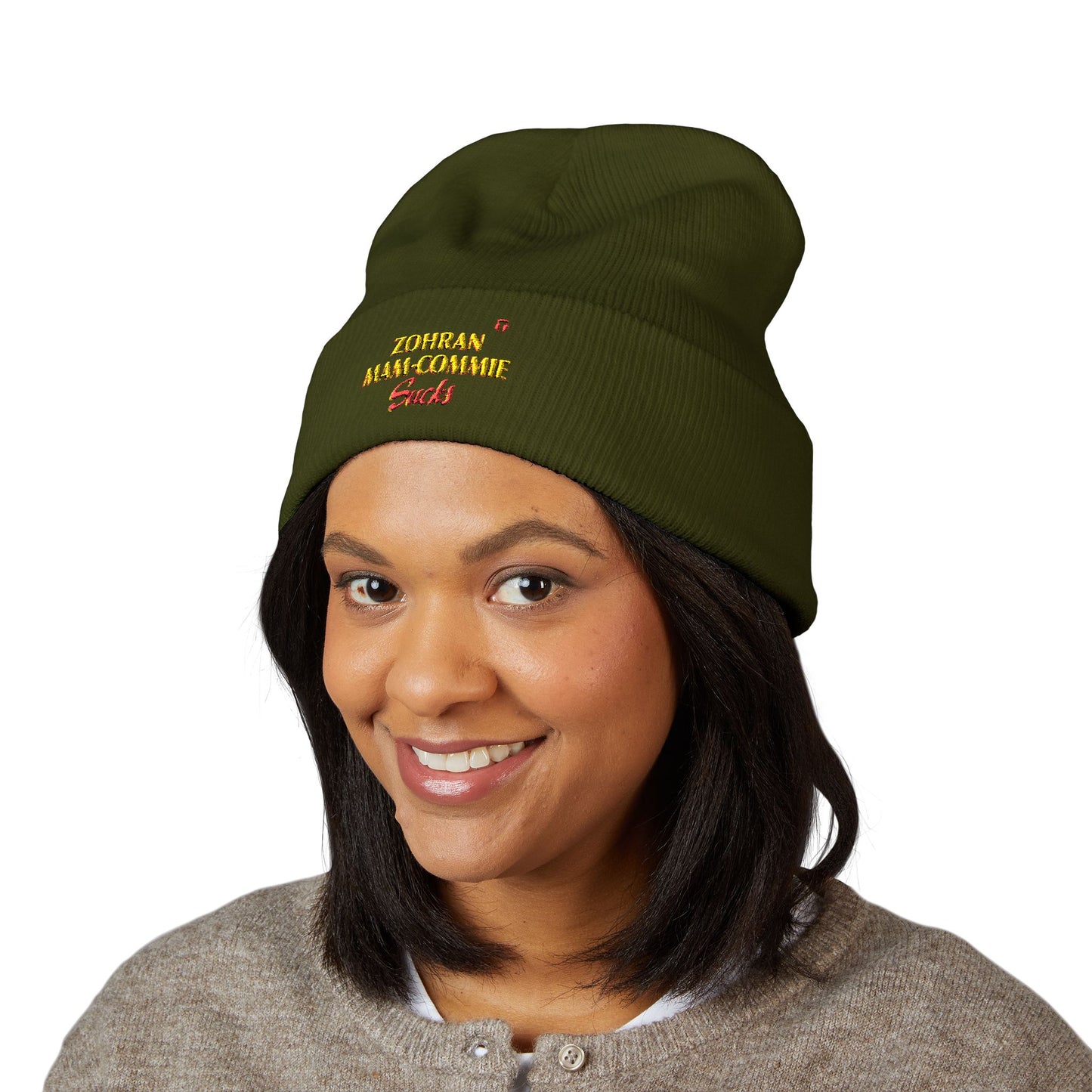 Zohran Mam-Commie Sucks Embroidered Cuffed Beanie