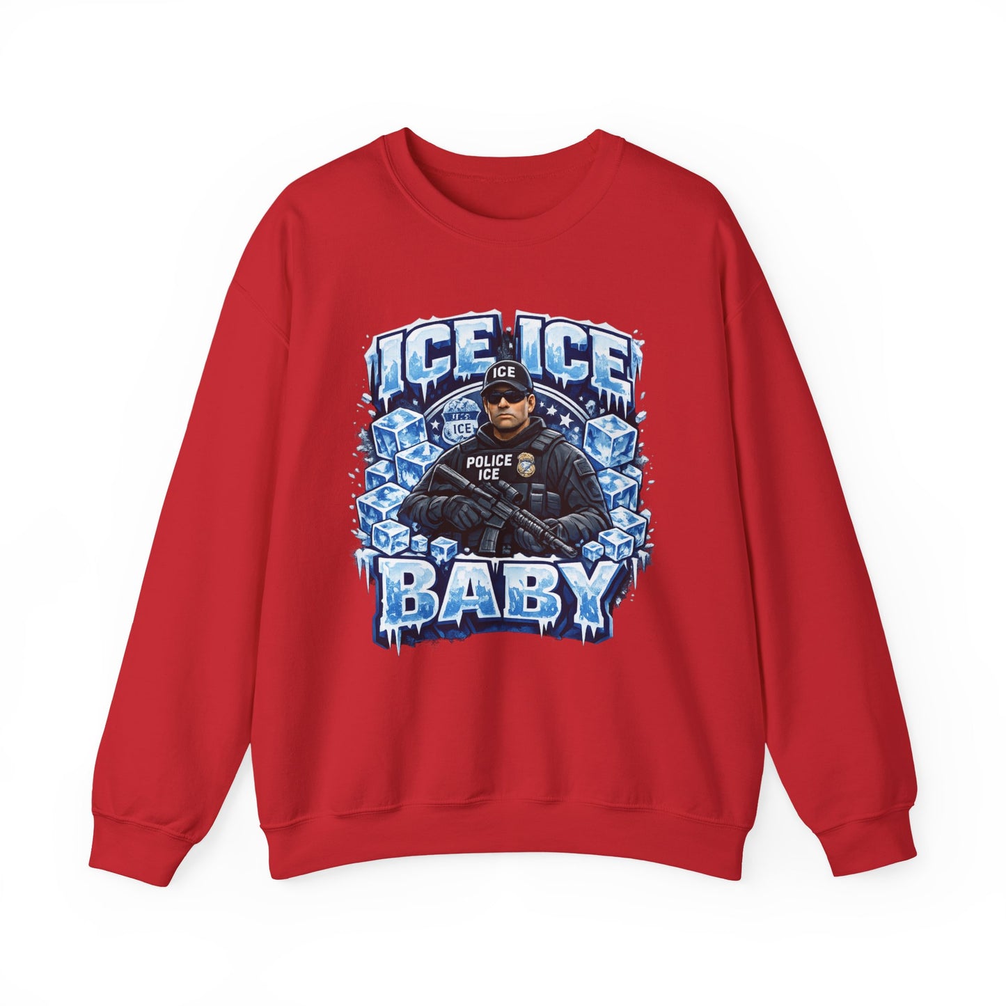 Ice Ice Baby ICE Agent Gildan Brand Crewneck Sweatshirt