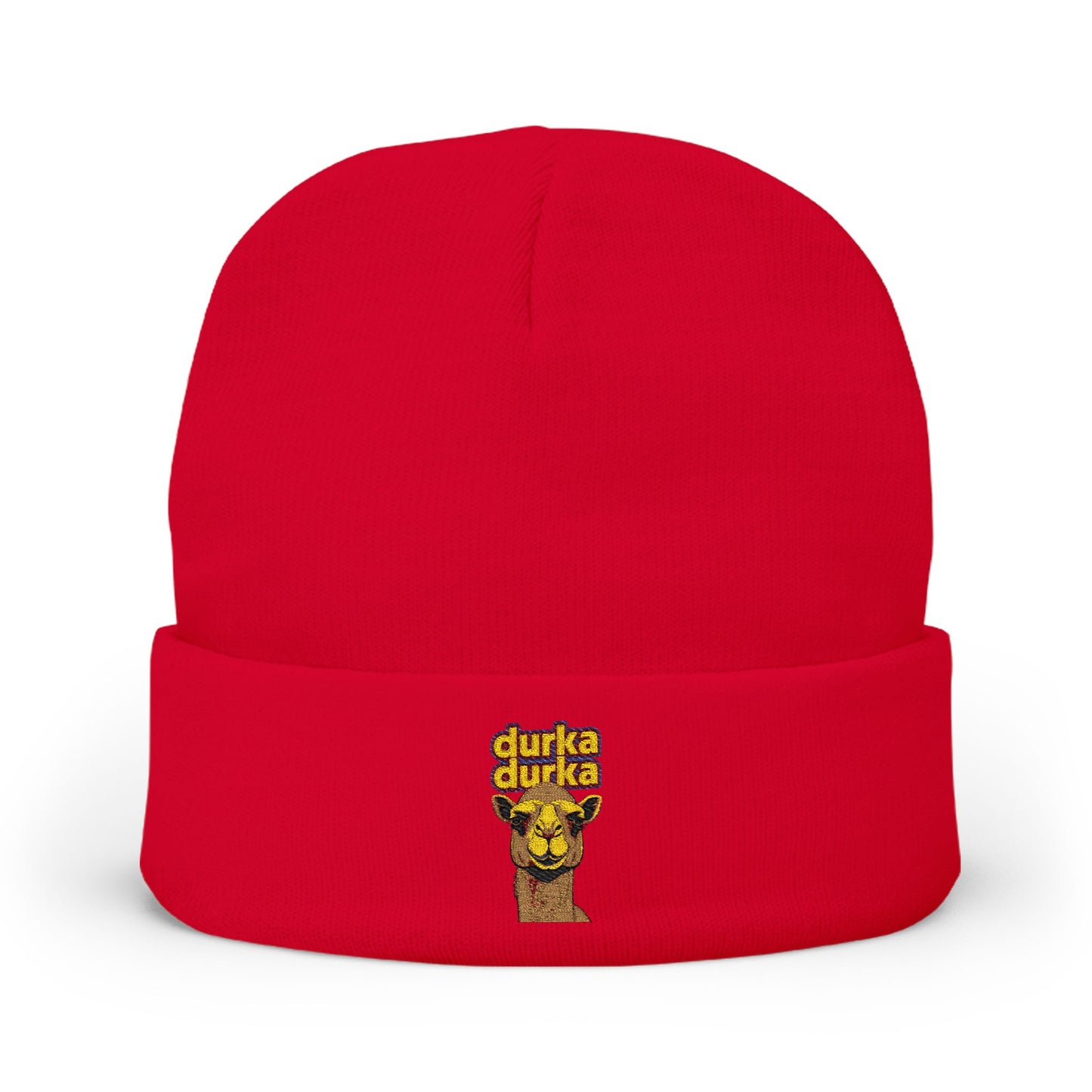 "Durka Durka" Camel Knit Beanie