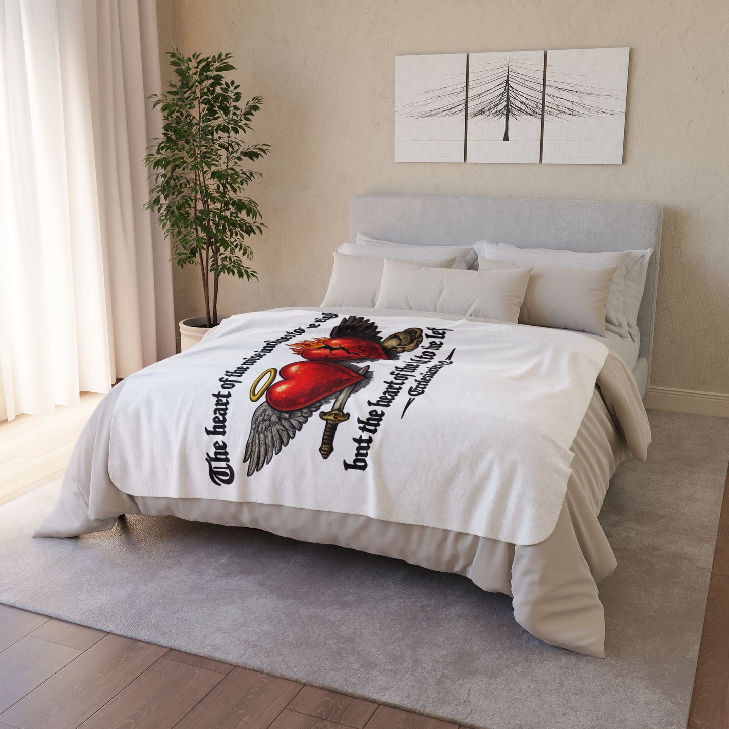 Ecclesiastes 10:2 Winged Hearts Conservative & Liberal Meanings Fleece Sherpa Blanket