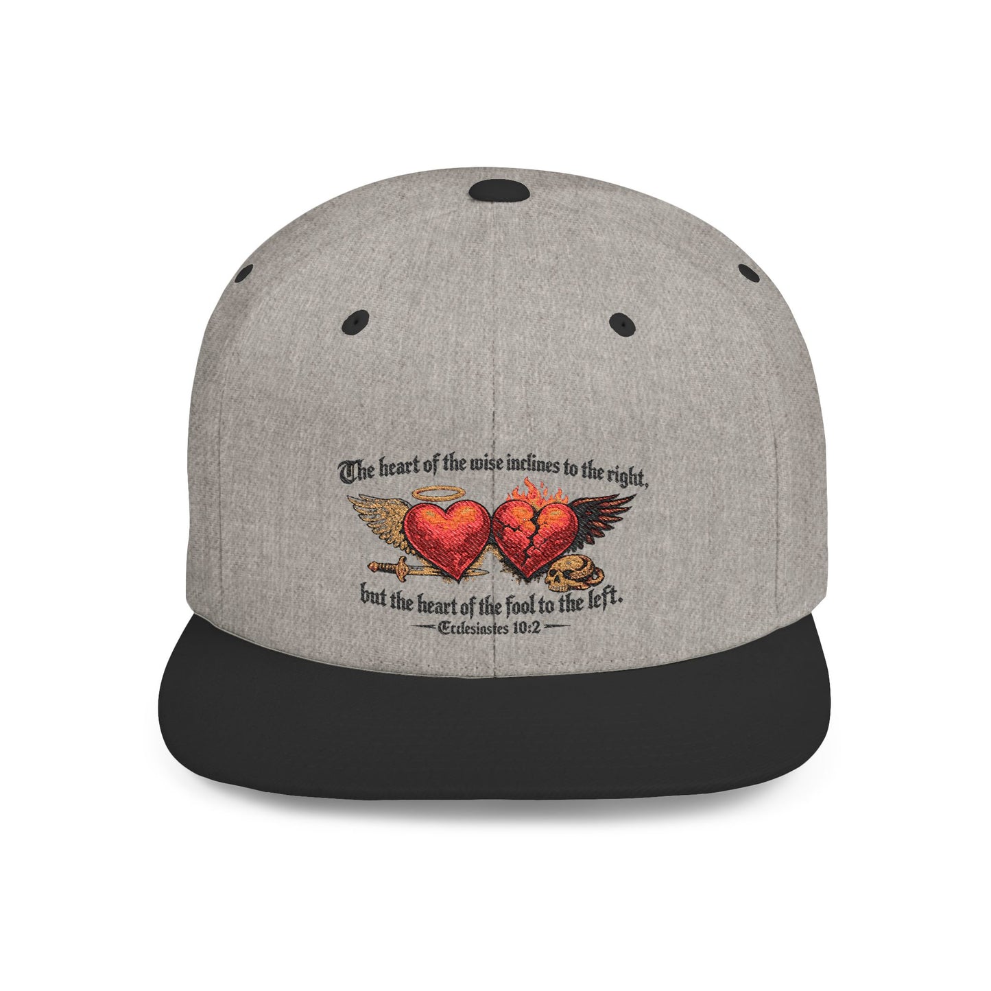 Ecclesiastes 10:2 Winged Hearts Conservative & Liberal Meanings Flat Bill Snapback Hat