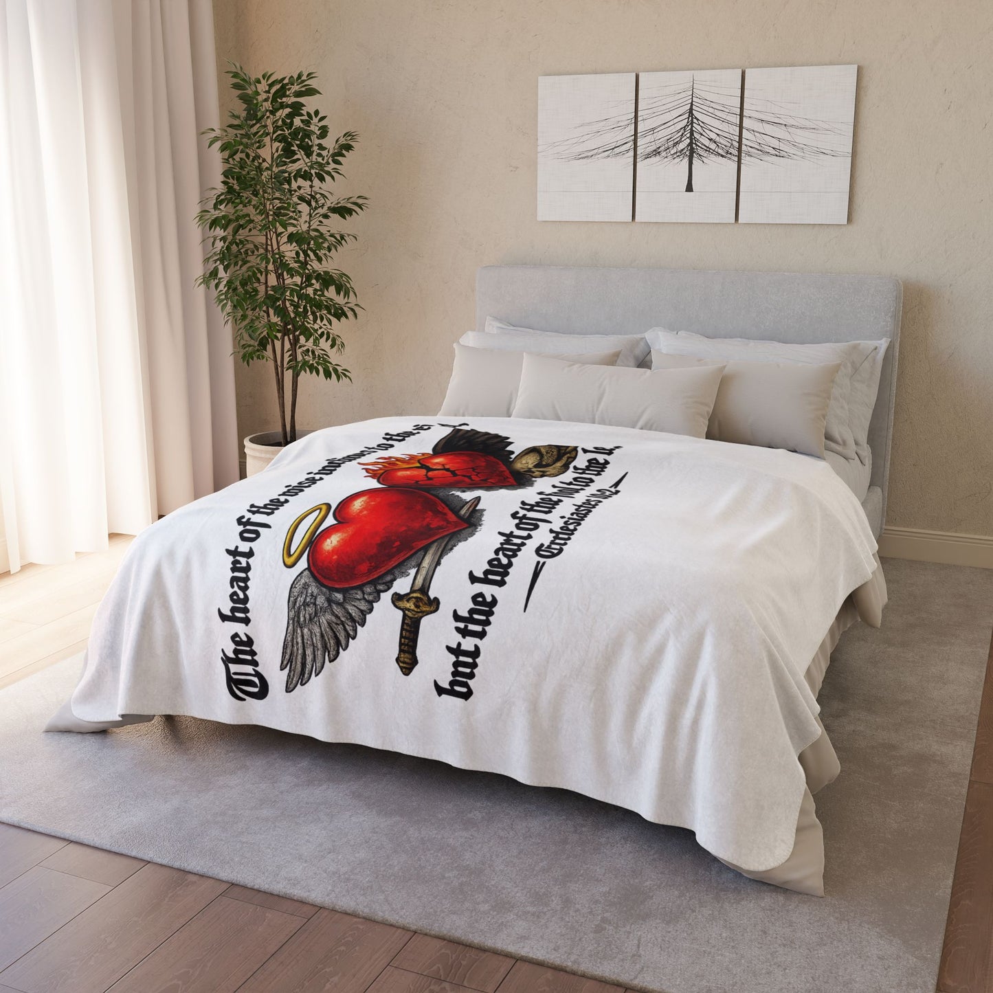 Ecclesiastes 10:2 Winged Hearts Conservative & Liberal Meanings Fleece Sherpa Blanket