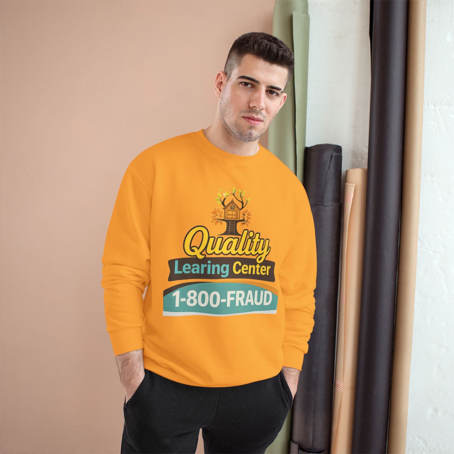 "Quality Learing Center" 1-800-FRAUD Champion Brand Crewneck Sweatshirt