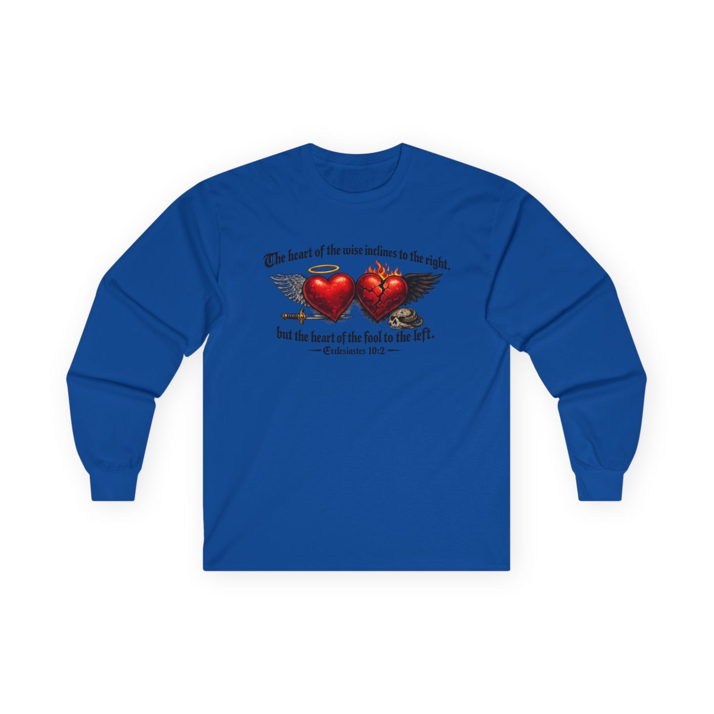 Ecclesiastes 10:2 Winged Hearts Conservative & Liberal Meanings Gildan Brand T-Shirt