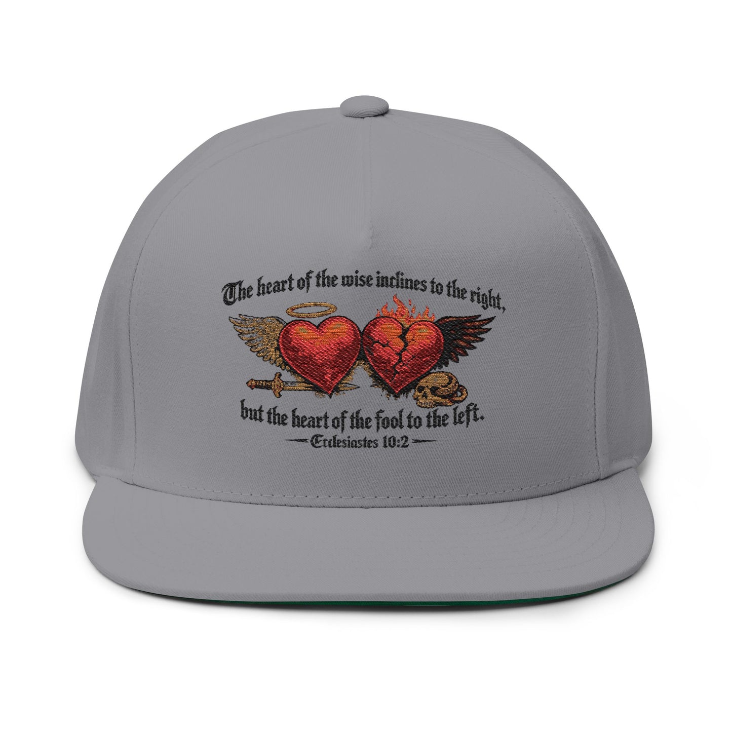 Ecclesiastes 10:2 Winged Hearts Conservative & Liberal Meanings ~Embroidered Flat Bill Hat
