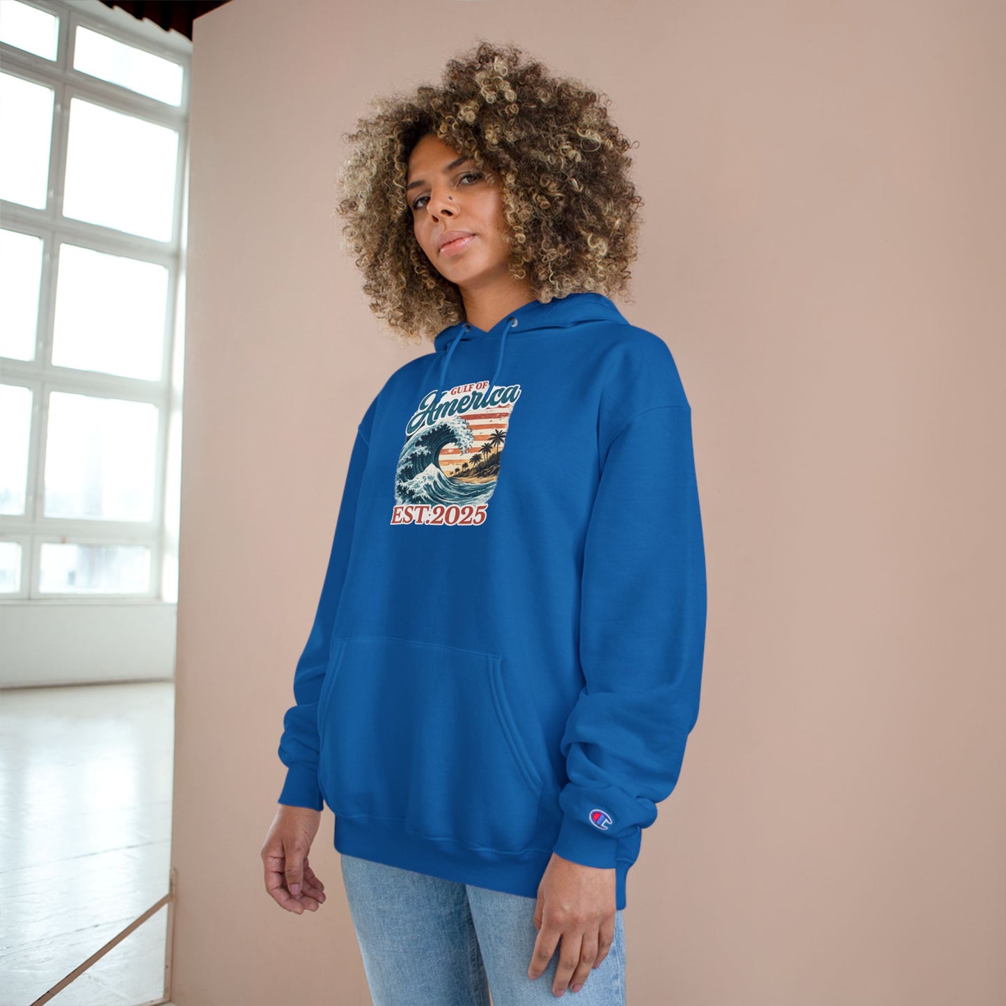 Gulf of America Est. 2025 Waves Champion Brand Hoodie