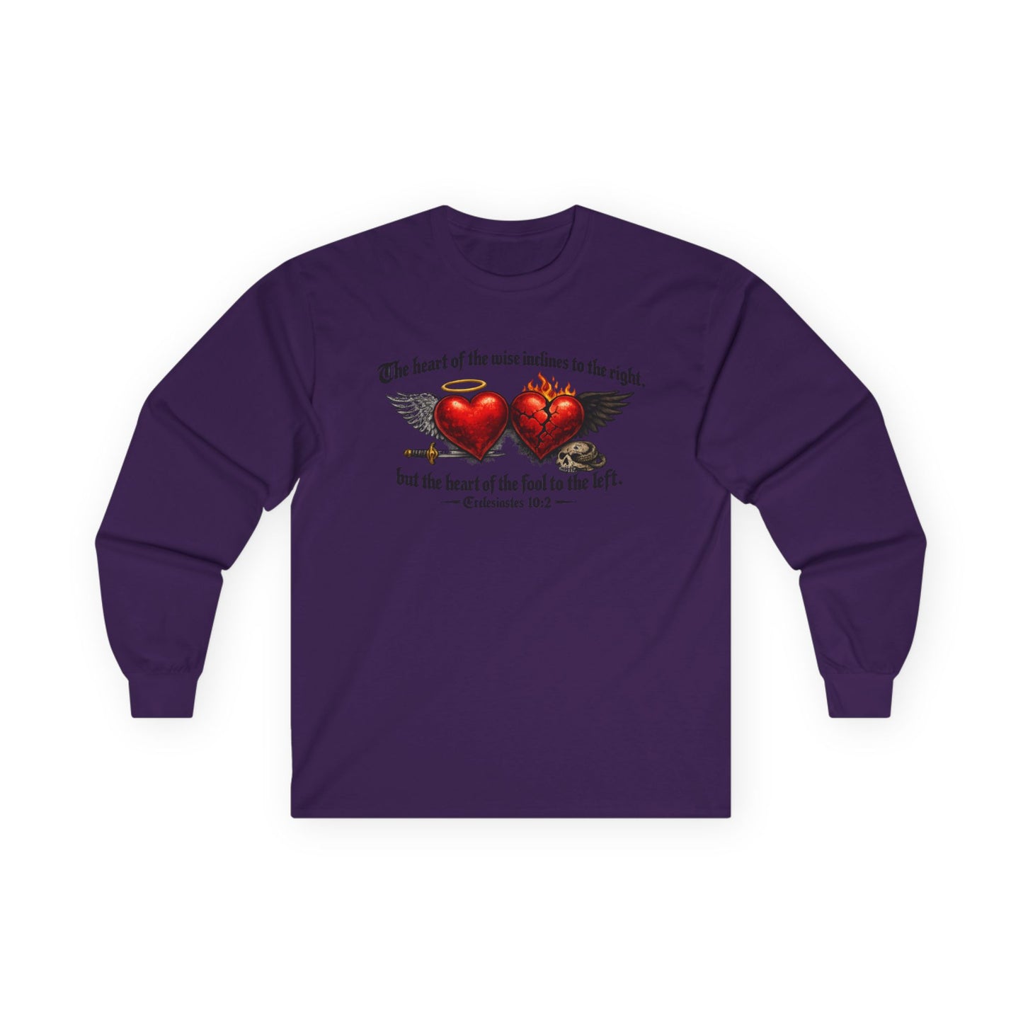 Ecclesiastes 10:2 Winged Hearts Conservative & Liberal Meanings Gildan Brand T-Shirt