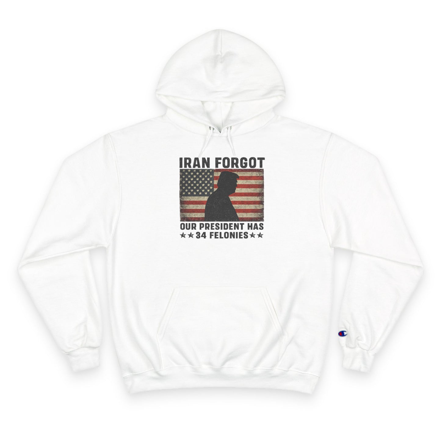 "Iran Forgot, Our President Has 34 Felonies" President Trump Champion Brand Hoodie