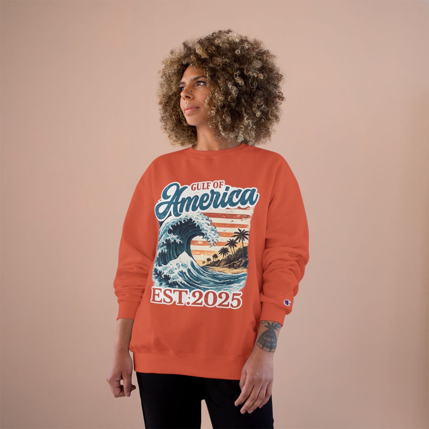 Gulf of America Est. 2025 Waves Champion Brand Hoodie