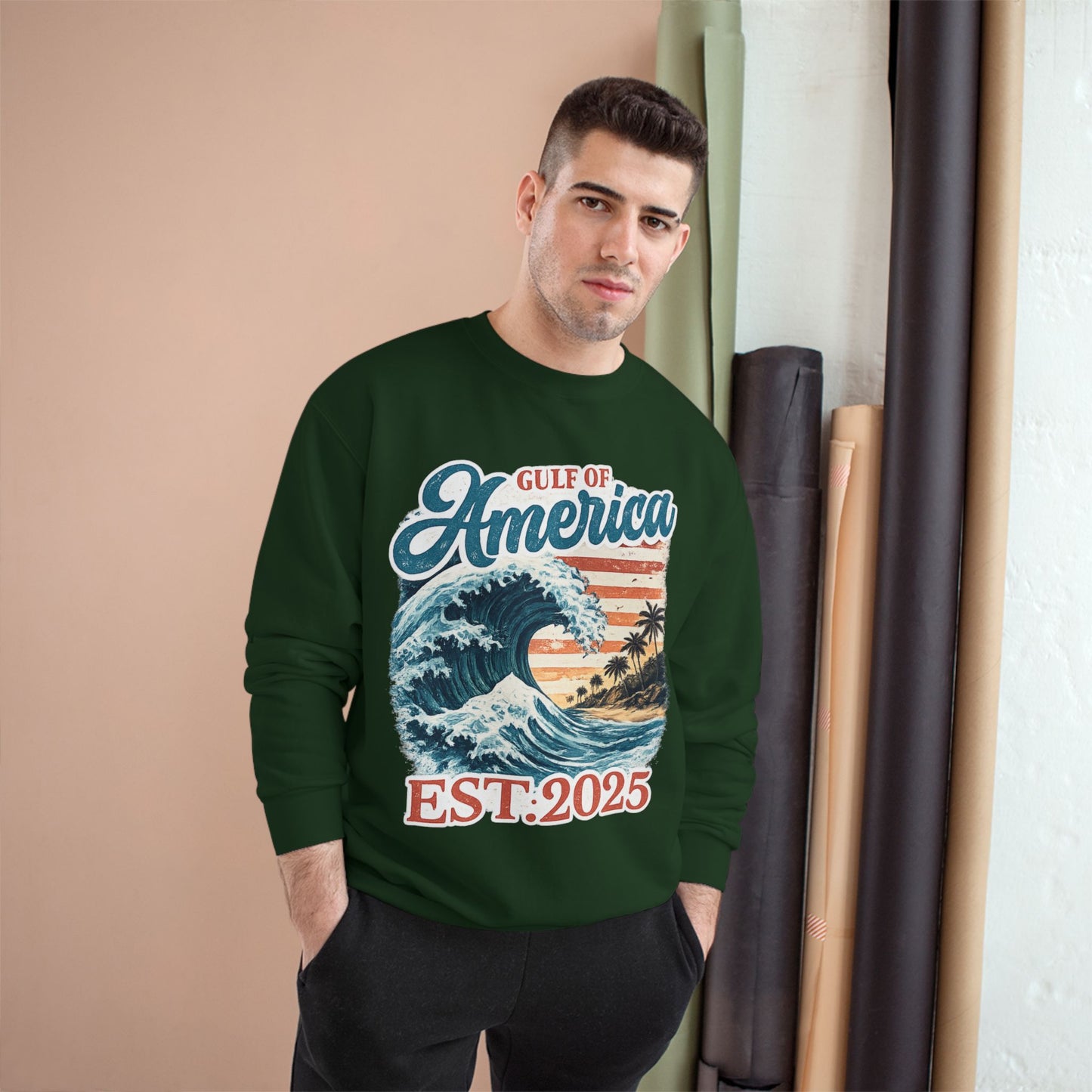 Gulf of America Est. 2025 Waves Champion Brand Hoodie