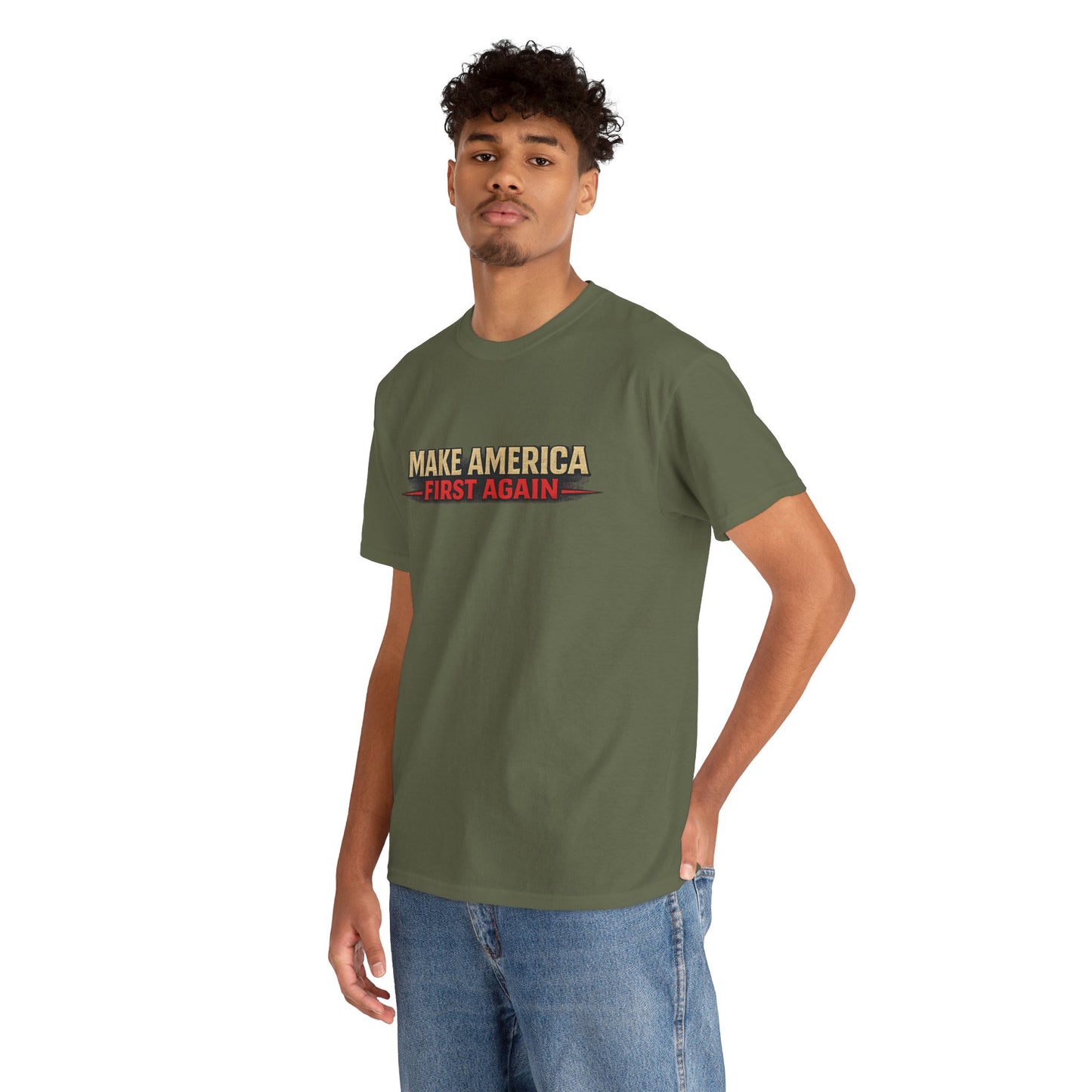 "Make America First Again" America First Is Not A Slogan - It's A Standard Gildan Brand T-Shirt