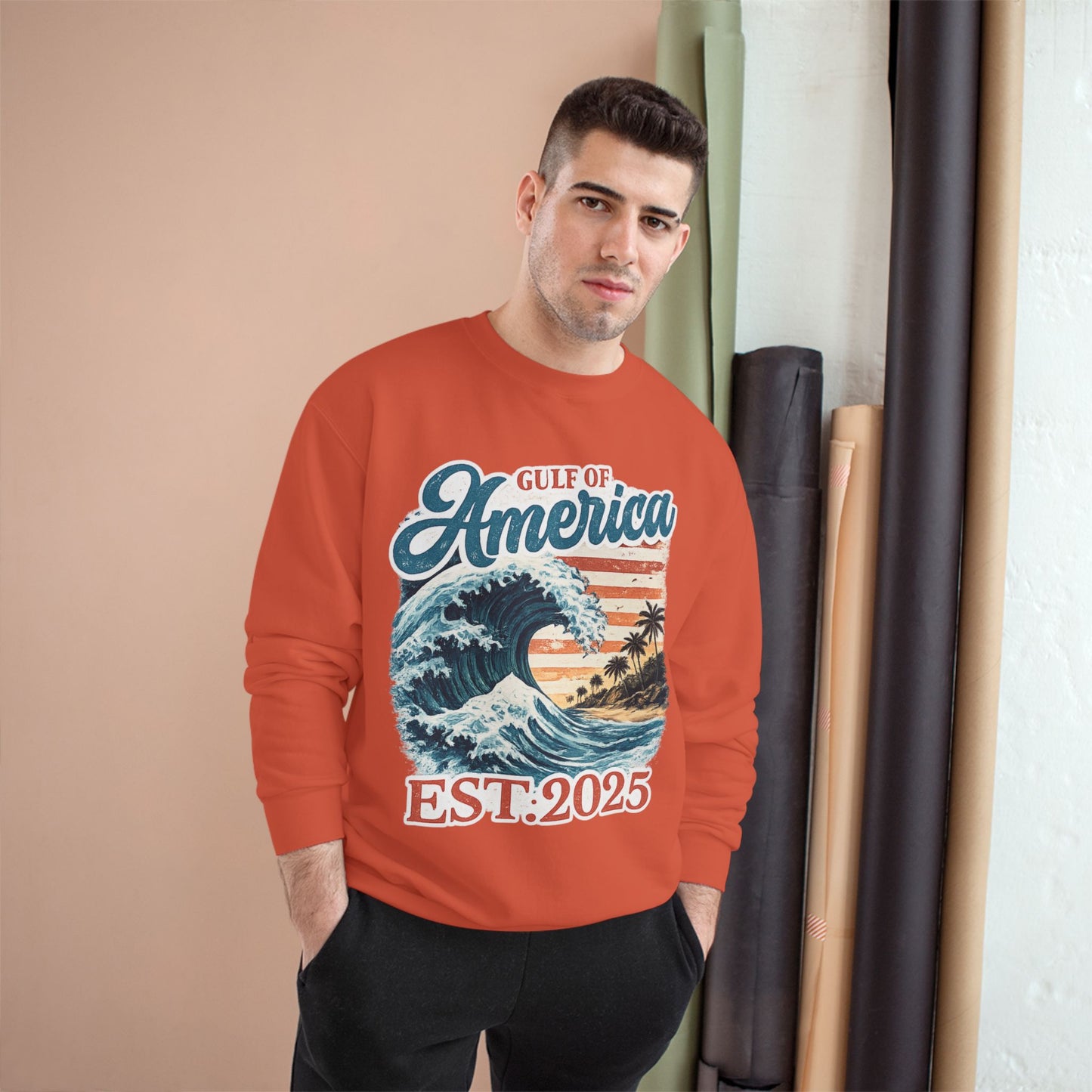 Gulf of America Est. 2025 Waves Champion Brand Hoodie