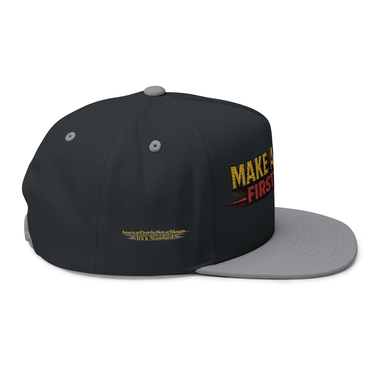 "Make America First Again" Book Merch Flat Bill Cap (Embroidered)