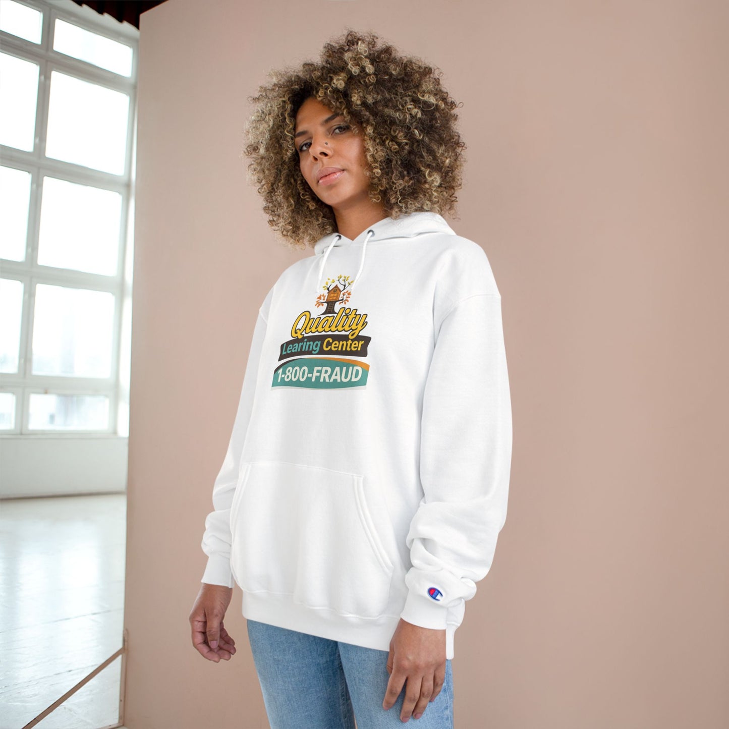 "Quality Learing Center" 1-800-FRAUD Champion Brand Hoodie