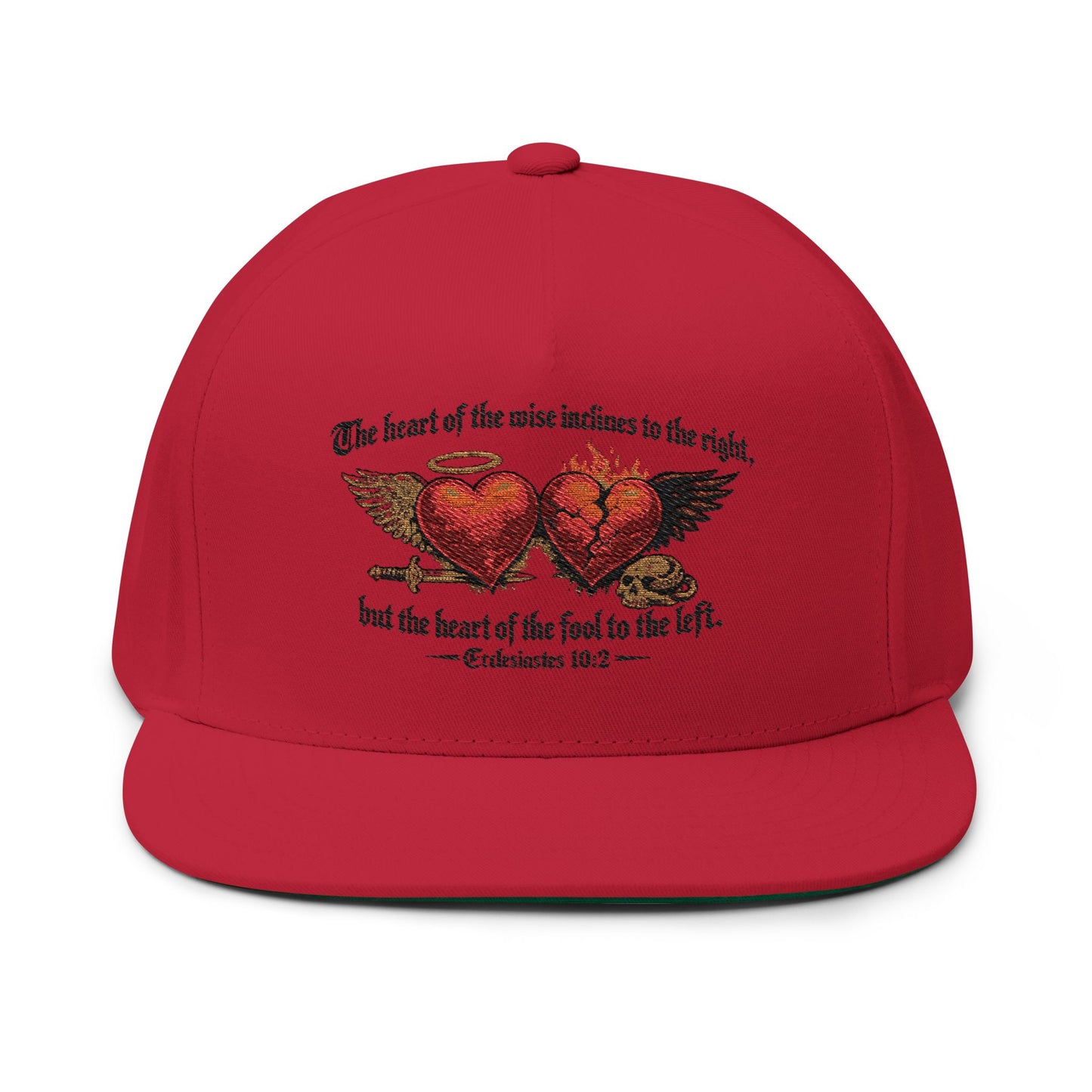 Ecclesiastes 10:2 Winged Hearts Conservative & Liberal Meanings ~Embroidered Flat Bill Hat