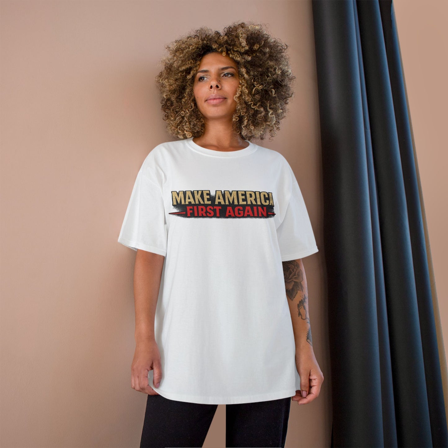 "Make America First Again" Book Merch Champion Brand T-Shirt