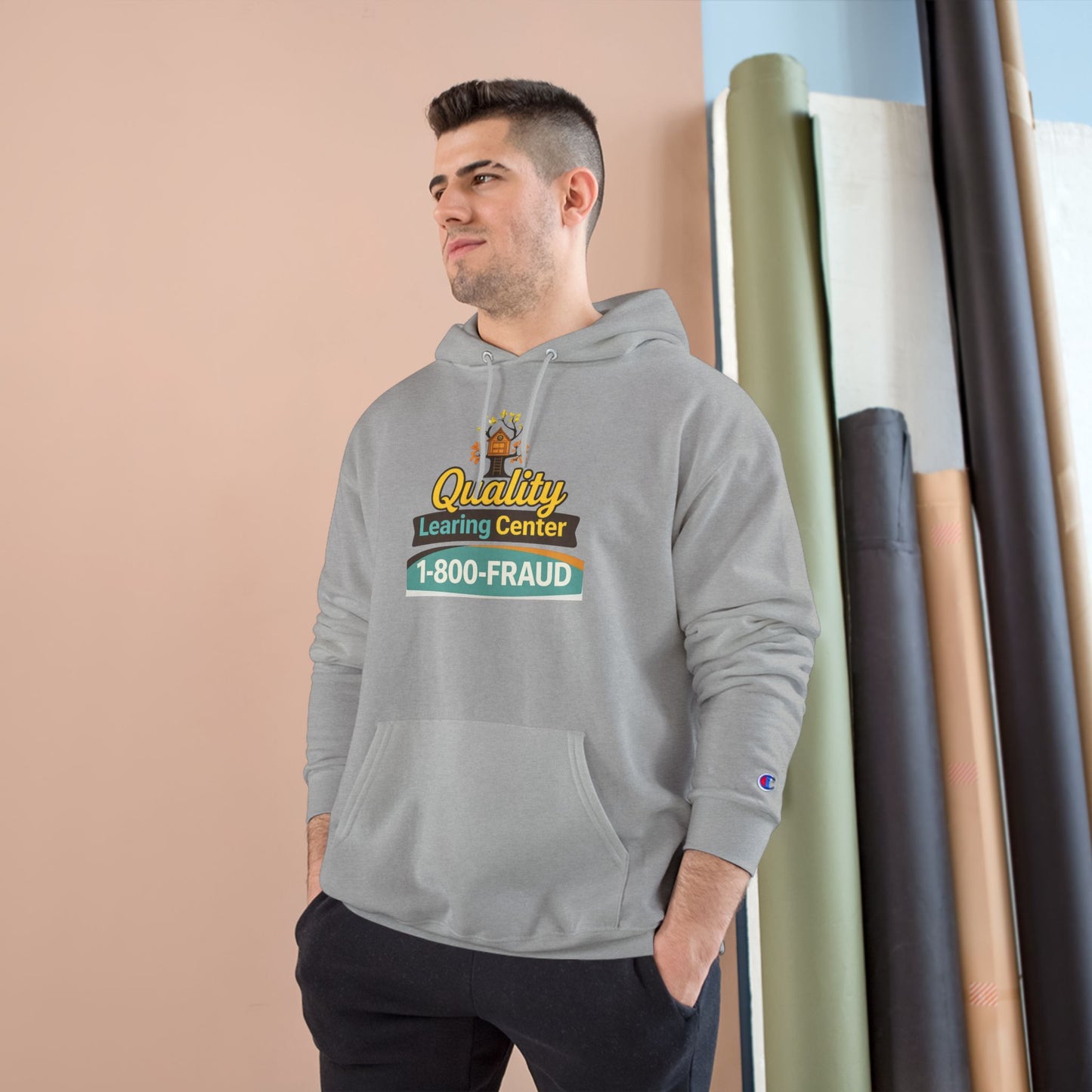"Quality Learing Center" 1-800-FRAUD Champion Brand Hoodie