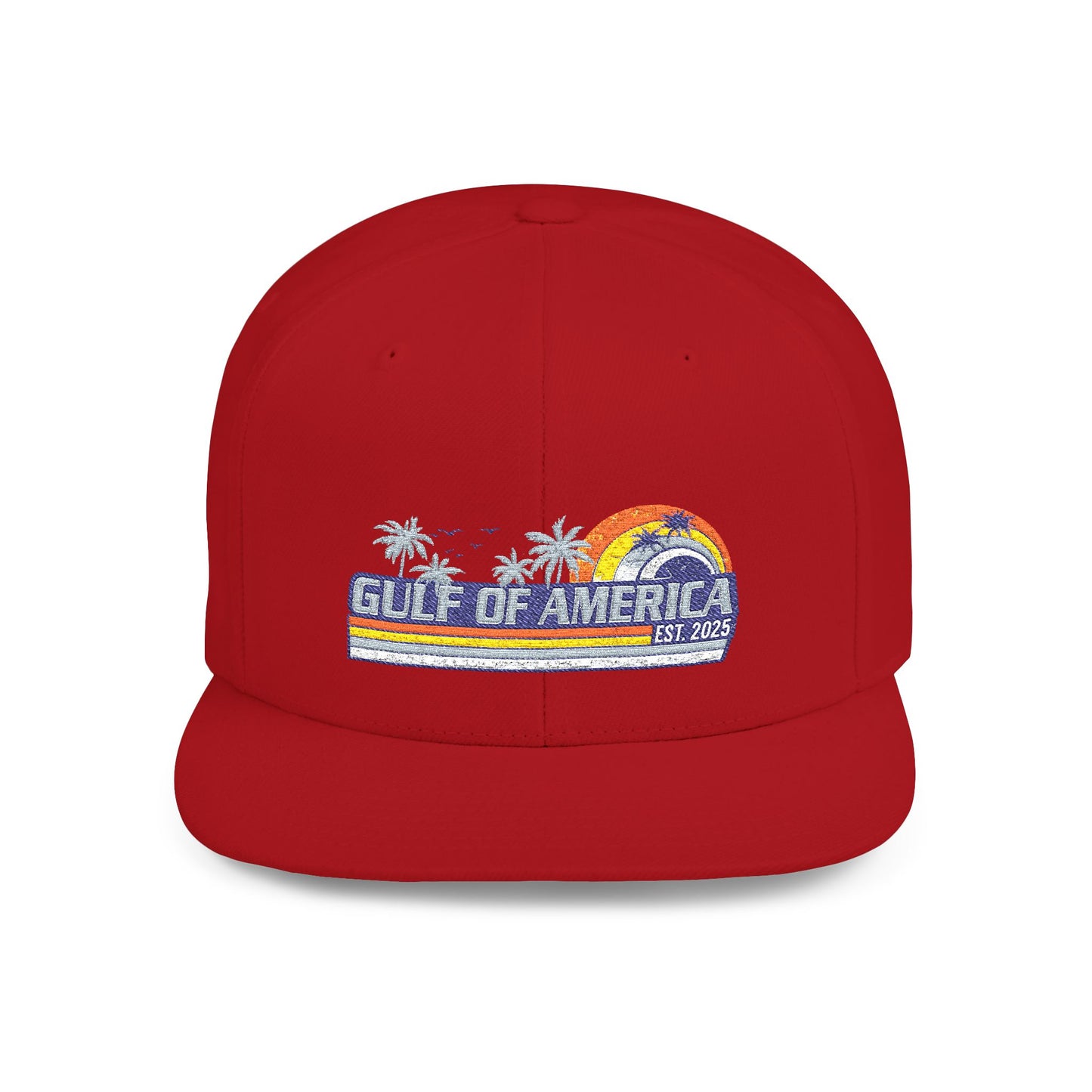Gulf of America Vintage Embroidered Flat Bill Hat