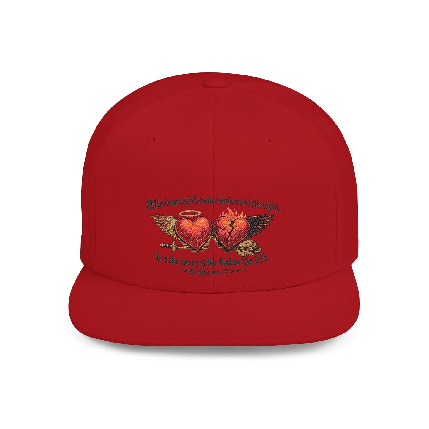 Ecclesiastes 10:2 Winged Hearts Conservative & Liberal Meanings Flat Bill Snapback Hat